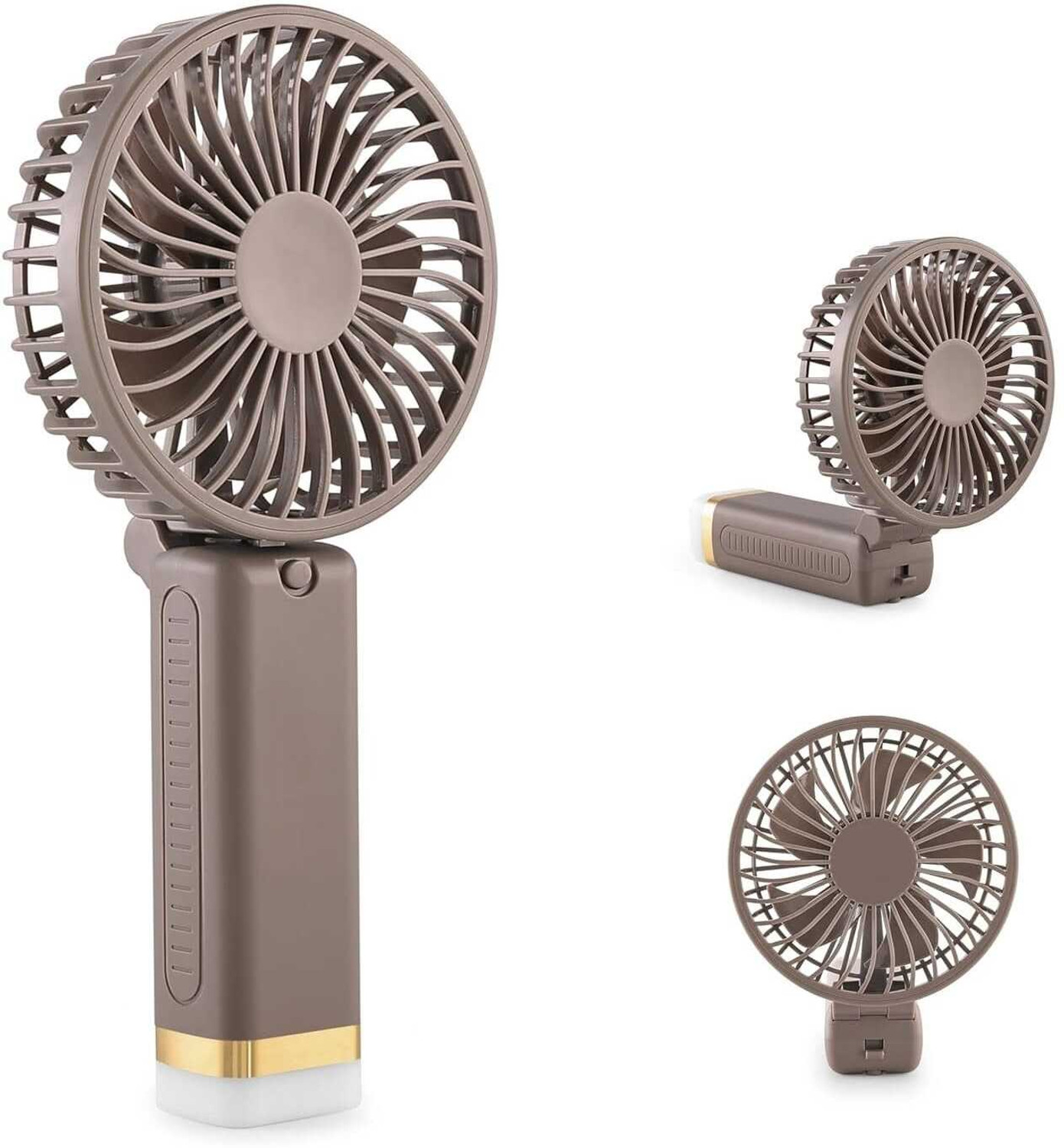 Image of Sument Fan Rechargeable with LED Light - Foldable Mini Fan, Small 3 Speed Modes | Travel, Makeup, Kitchen, Pankhaa USB Fan USB Fan (Mullticolor)