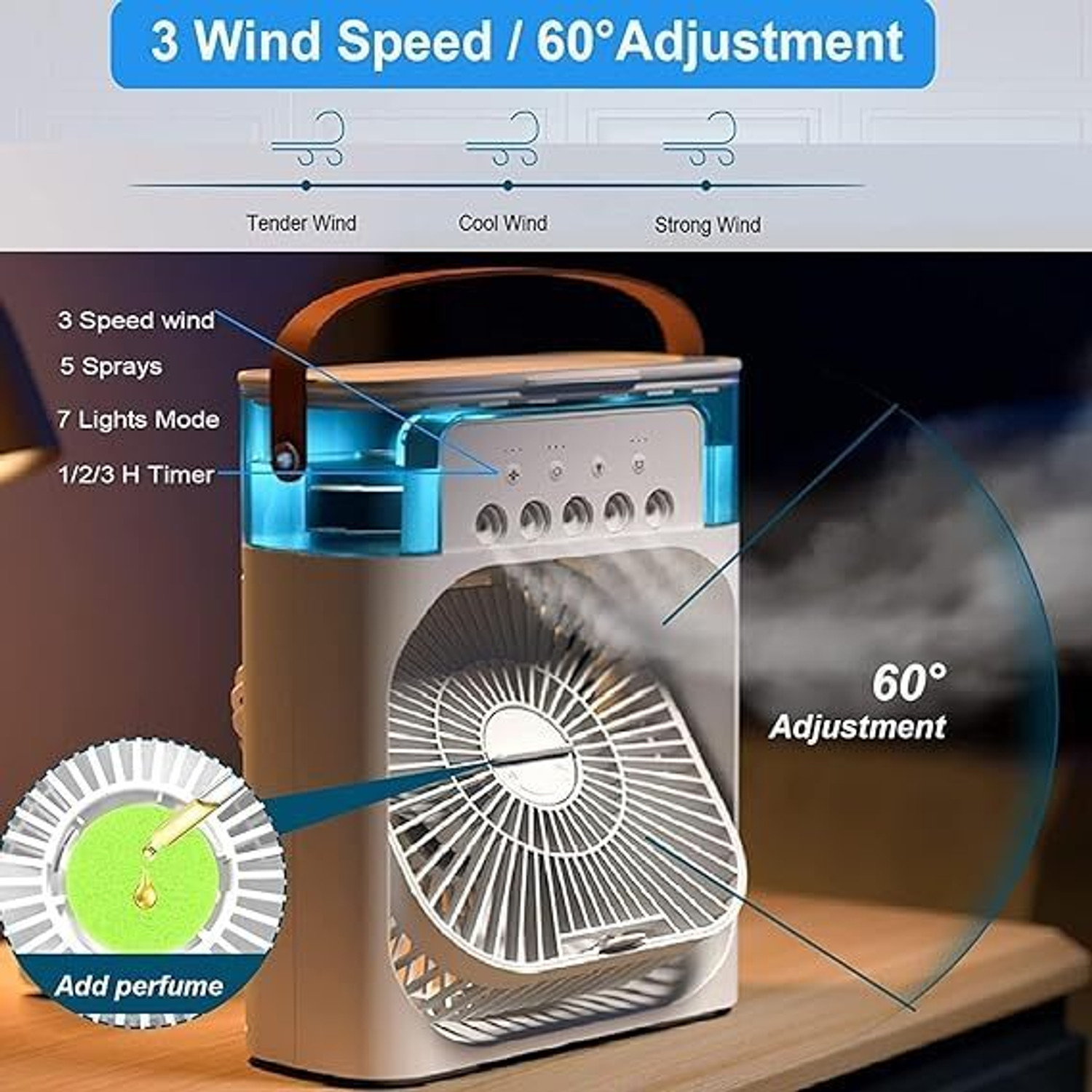 Image of AMPLIN for Home Office -Artic Cooler 3 In 1 Conditioner Humidifier Purifier Mini Cooler cooler for room cooling mini cooler ac portable air cooler portable air USB Air Cooler (White)