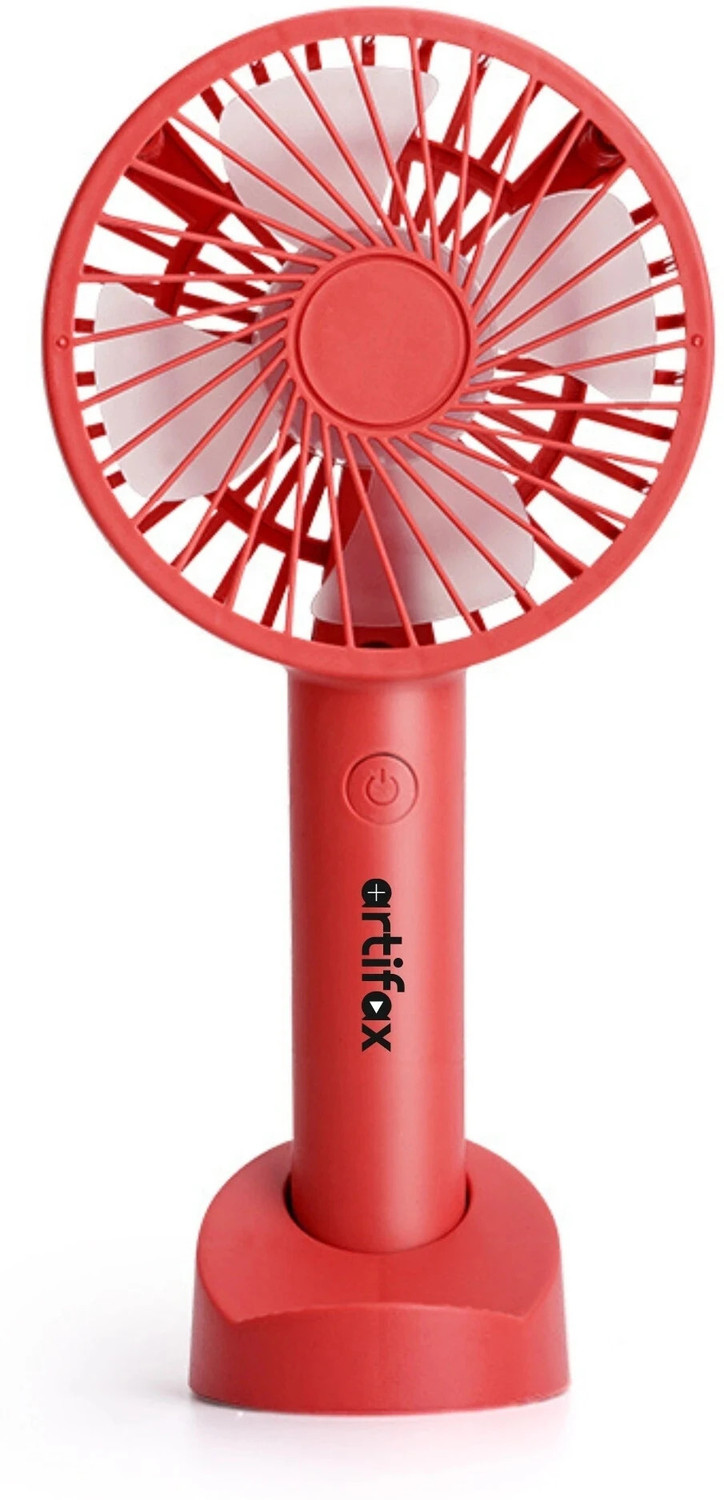 Image of Costar Mini Portable Fan, Brushless Motor Hand Fan with Table Phone Holder Base, 3 Speeds Small Fan, USB Rechargeable Fan for Indoor and Outdoor Use USB Fan (Black, Red)