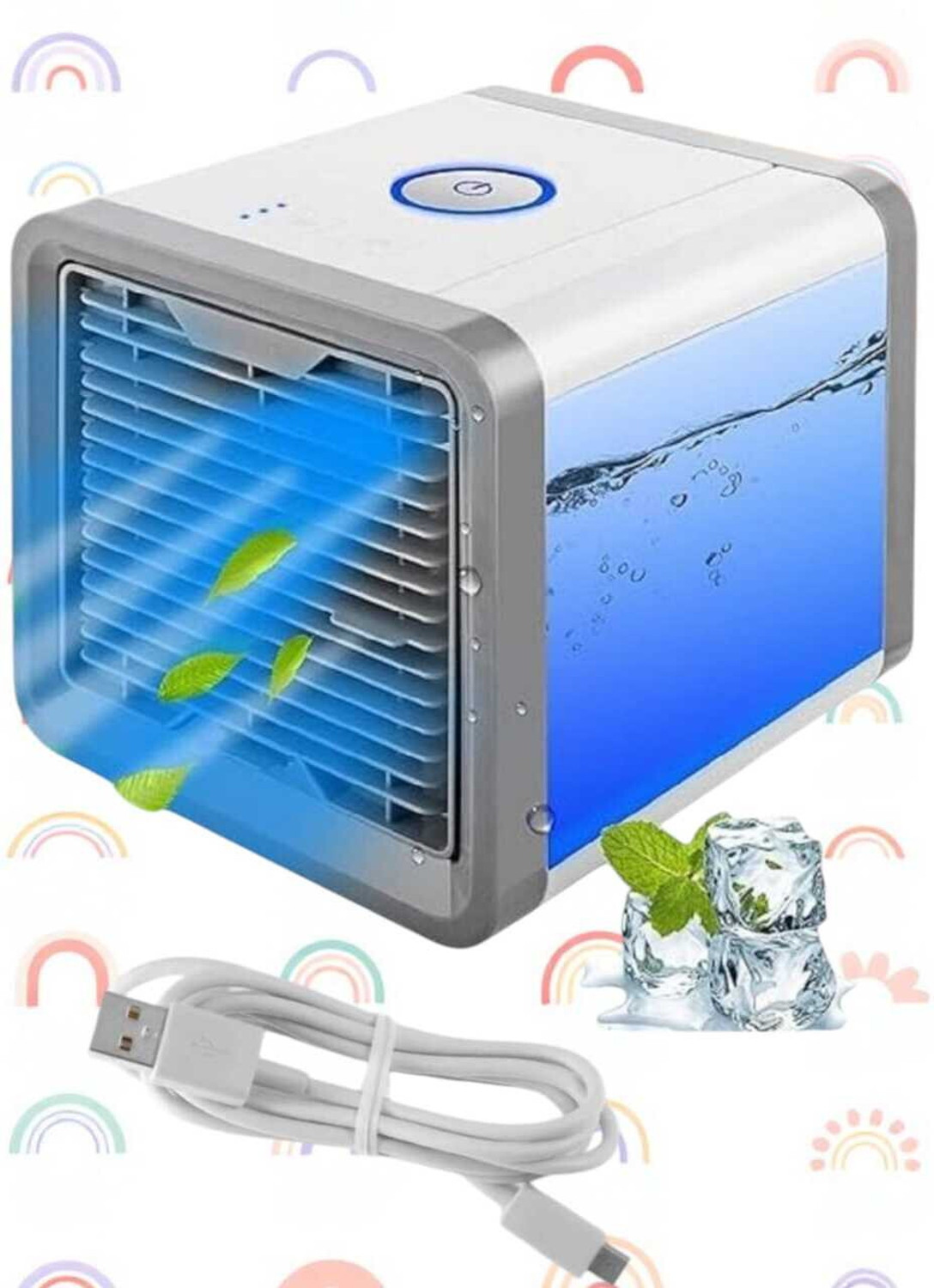Image of JAVINEX Portable Mini Arctic Air Cooler USB Powered Personal Cooling Fan 3 Speed AAC-01 USB Air Cooler (White, Grey, Blue)