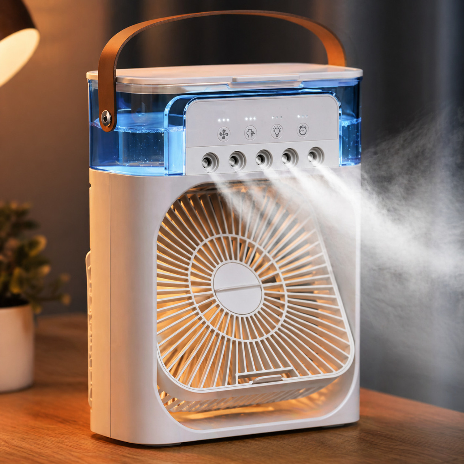 Image of BuiBee USB Mini Cooler With Mist Mini Air Cooler USB Air Cooler (White, Green, Blue)