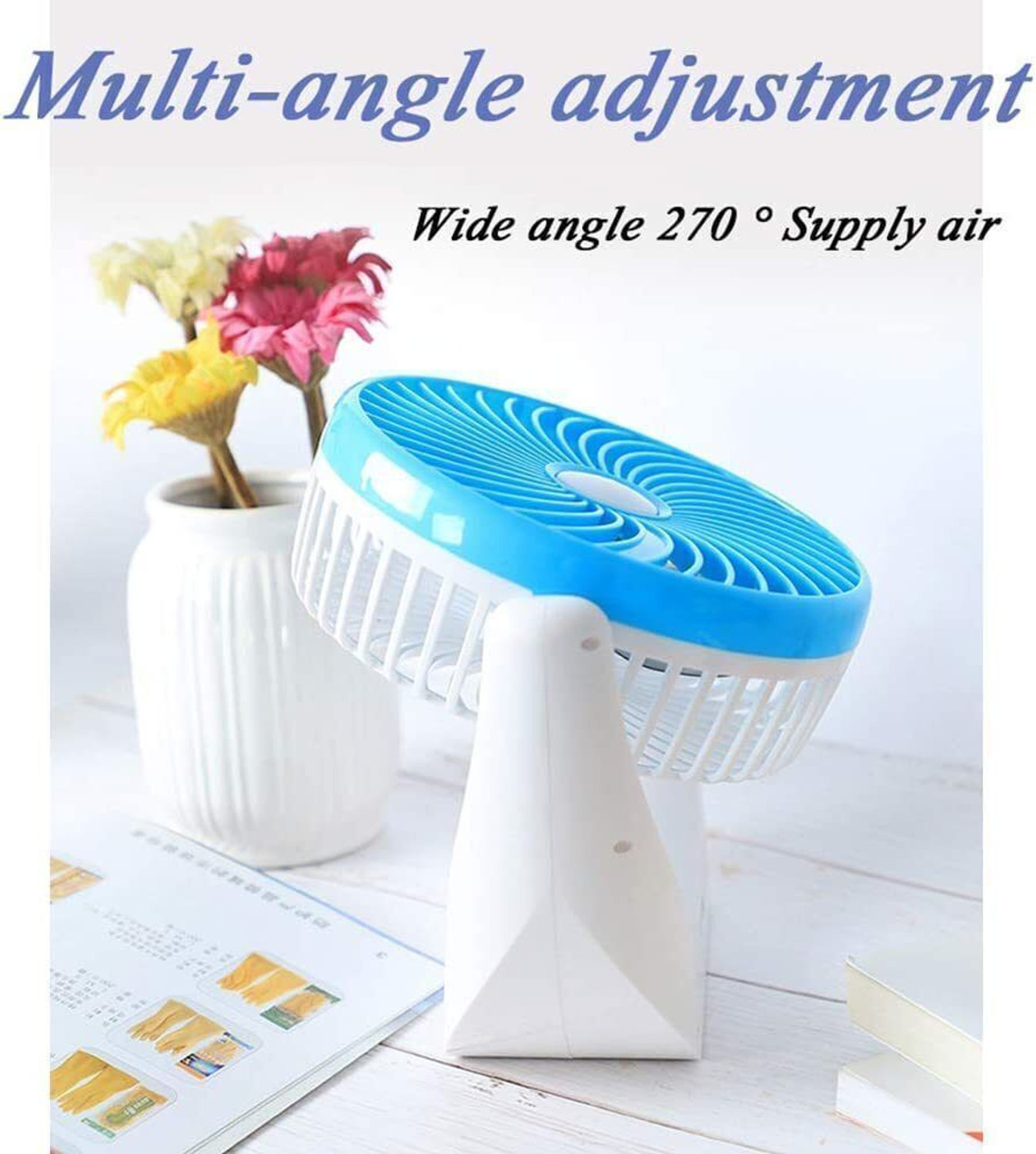 Image of Radhe High Speed Rechargeable Table Fan with LED Light For Office Desk, Home 318 Ultra High Speed 1400 mm Table Fan (5 Star | Multicolor | Pack of 1)