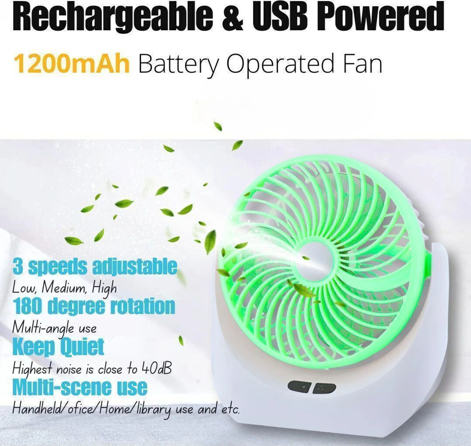 Image of Sitaramm 40 L Room /Personal Air Cooler (Multicolor, Portable Rechargeable Table Fan, 4-Hour Backup, 3 Speeds & Dual LED Light Modes)