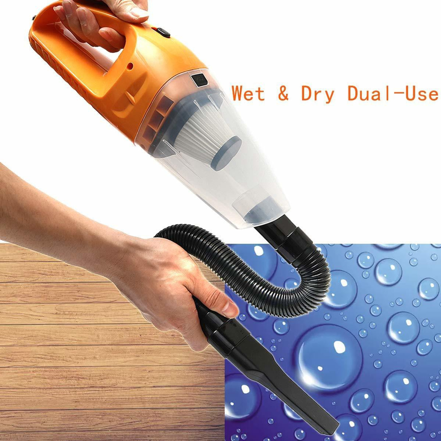 Image of BETZILA Portable Handheld 12V High Power 120W Auto Vacuum Cleaner Wet Dry Dual-Use Super Suction With Hepa Filter Car Vacuum Cleaner (Orange)