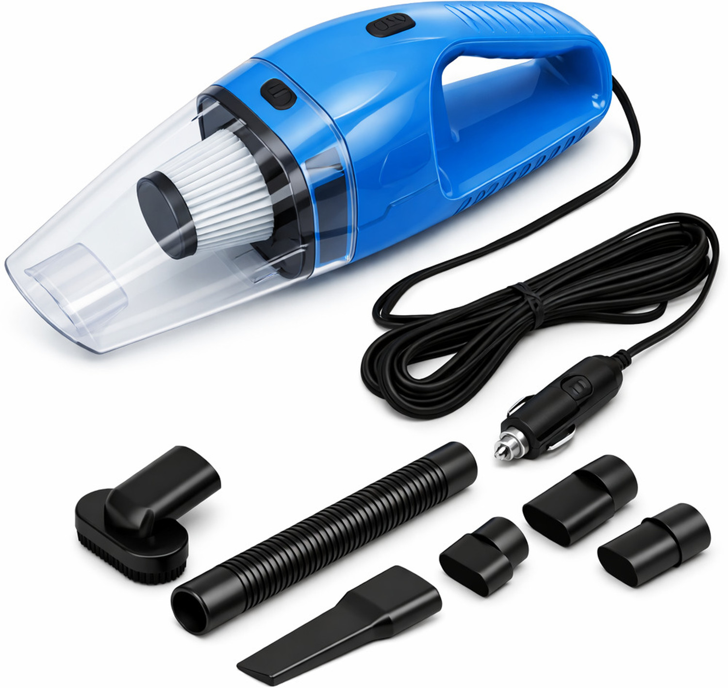 Onshoppy Portable 12V Car Vacuum Cleaner with Long Cord \u0026 Multiple Cleaning Nozzles Hand-held Vacuum Cleaner