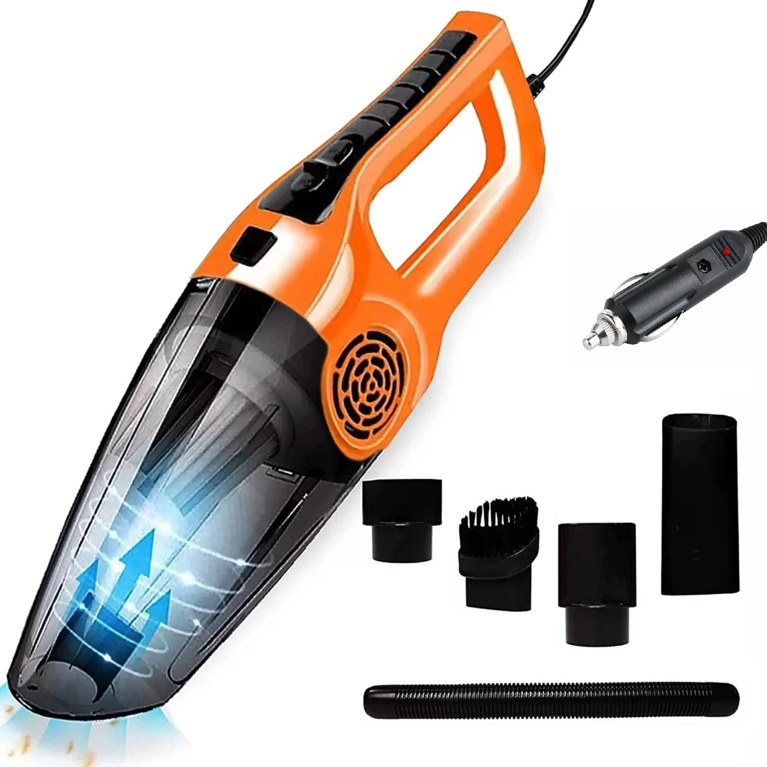 Image of BETZILA Portable Handheld 12V High Power 120W Auto Vacuum Cleaner Wet Dry Dual-Use Super Suction With Hepa Filter Car Vacuum Cleaner (Orange)
