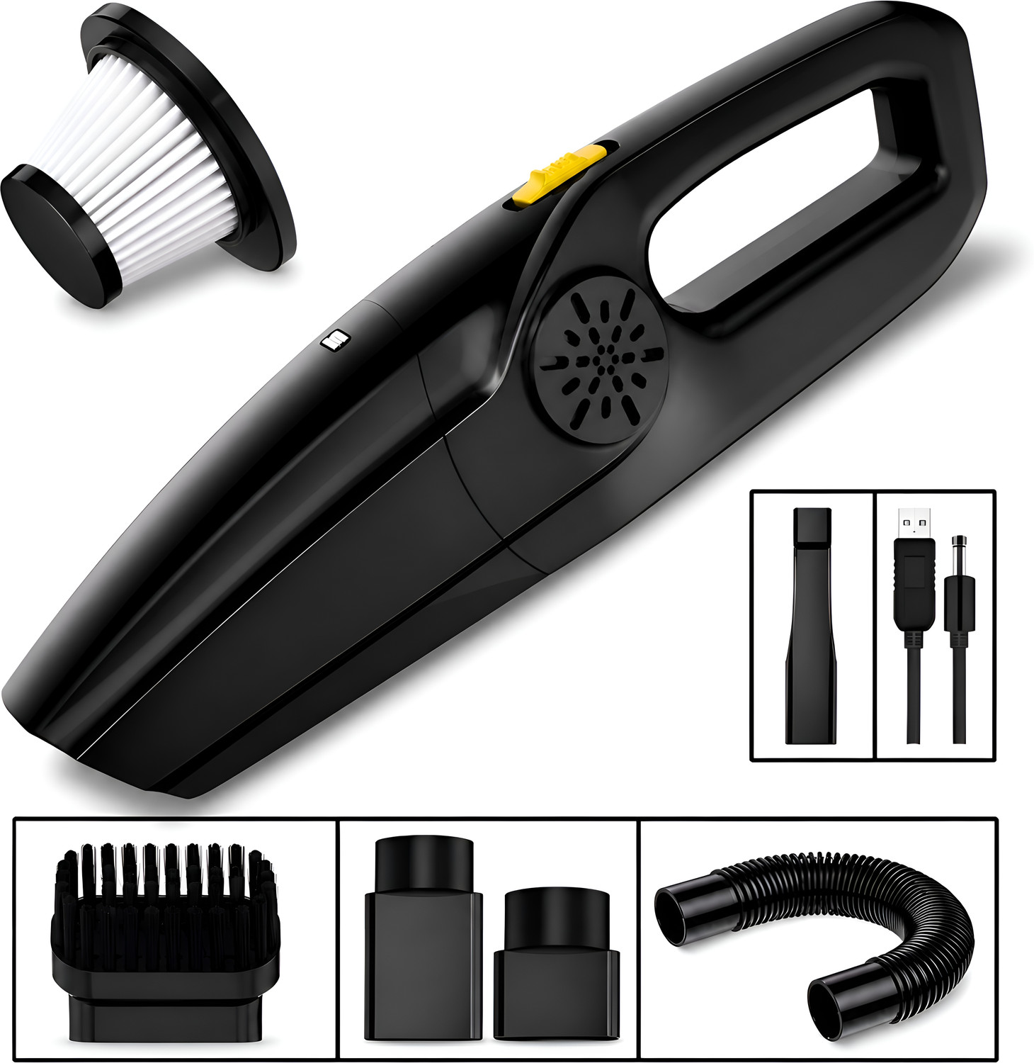 Image of Jaytop Car Vacuum Cleaner with 5 Attachments Hand Held Portable Vacuum for car Cleaning Car Vacuum Cleaner (Orange)