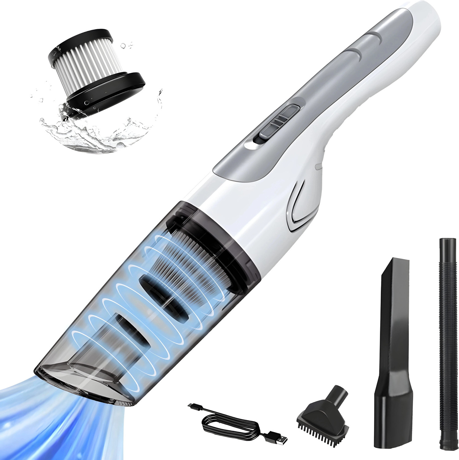 Image of BETZILA Portable Handheld 12V High Power 120W Auto Vacuum Cleaner Wet Dry Dual-Use Super Suction With Hepa Filter Car Vacuum Cleaner (Orange)