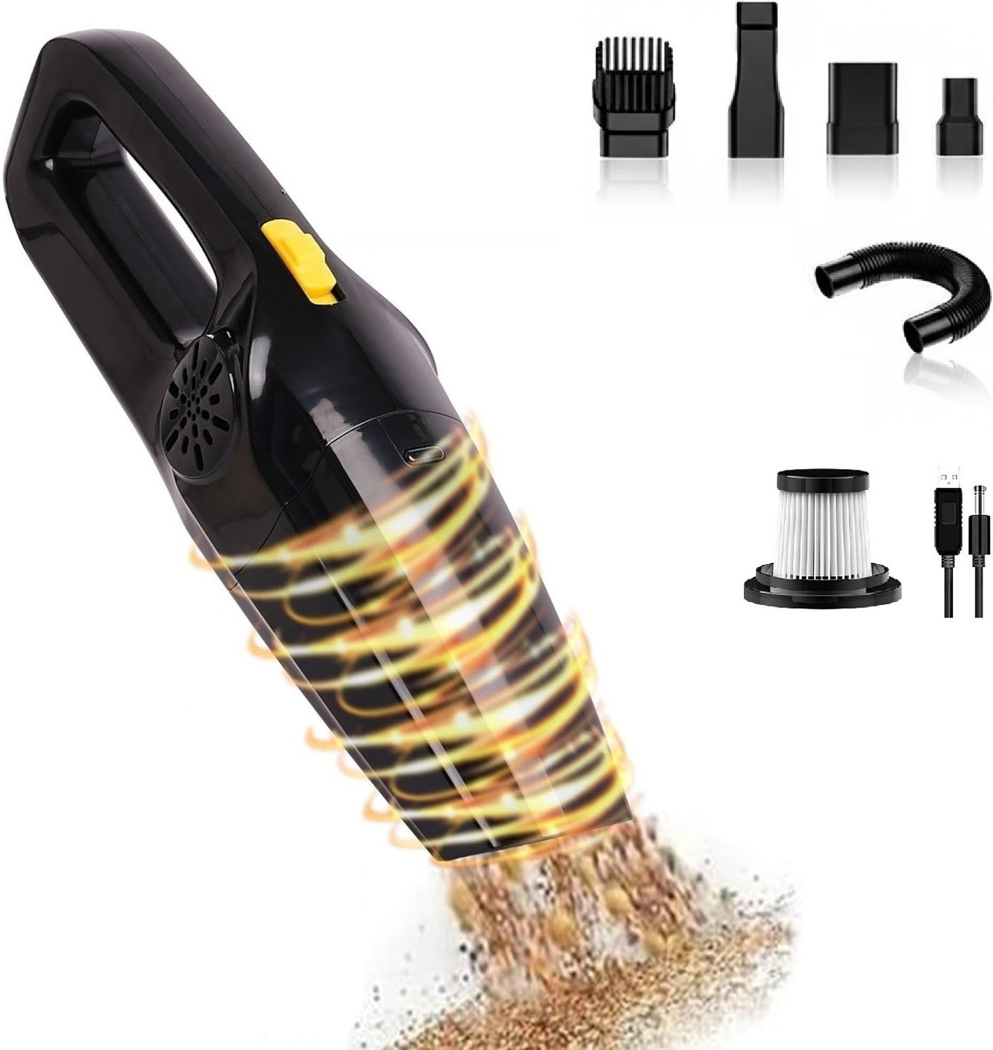 Image of Jaytop Car Vacuum Cleaner with 5 Attachments Hand Held Portable Vacuum for car Cleaning Car Vacuum Cleaner (Orange)