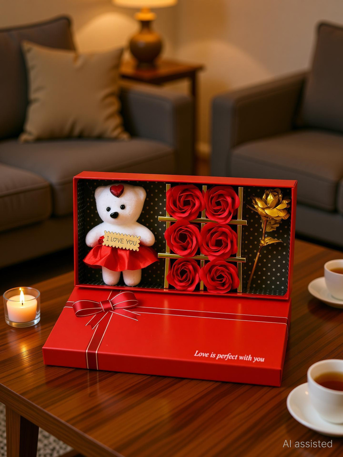 Image of Artisyn Soft Toy, Artificial Flower, Showpiece Gift Set