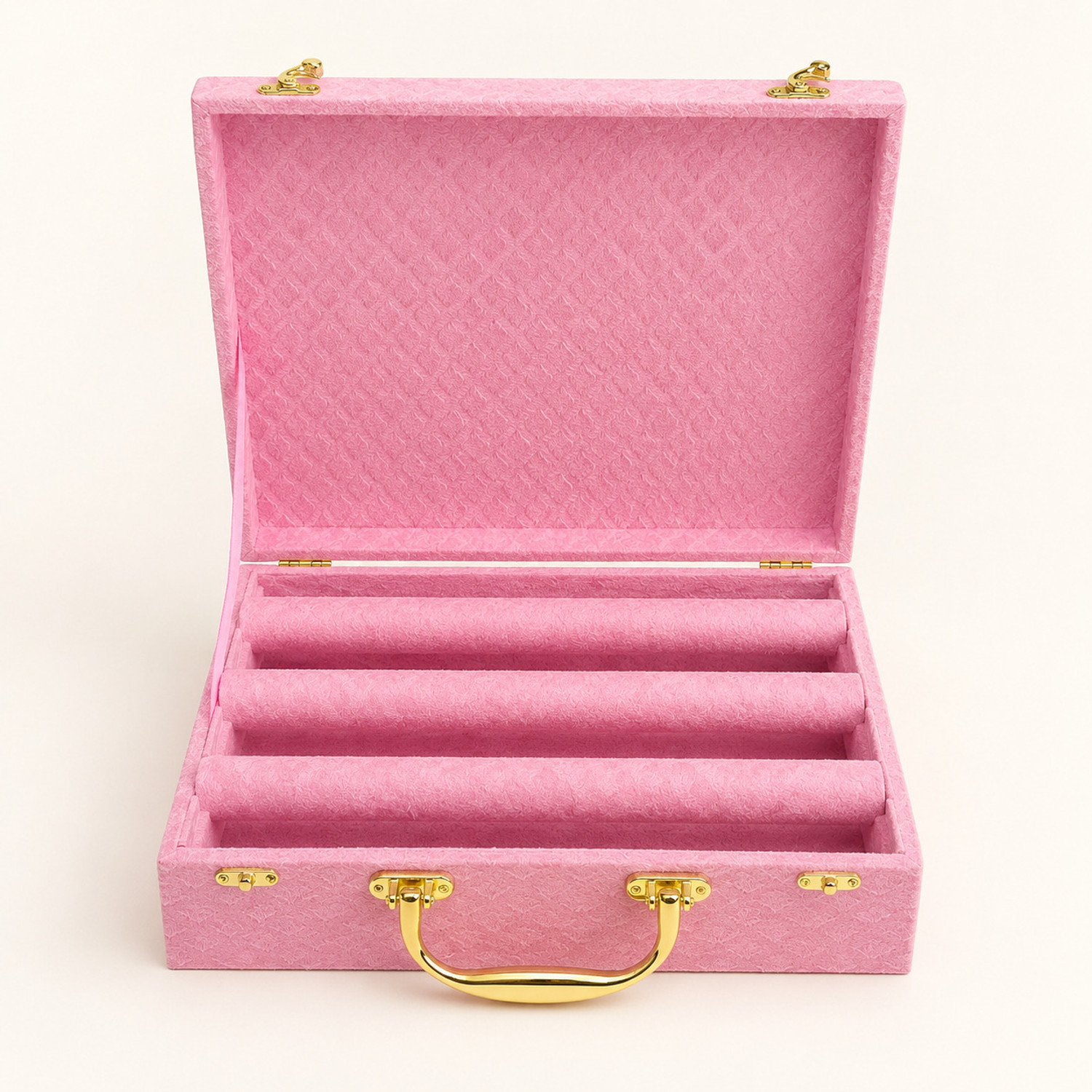 ATF 3 Rod Pink Velvet Bangle Box Jewellery Organizer - Image 6