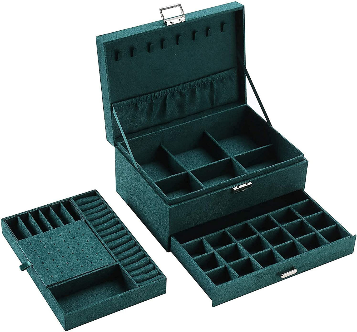 Image of SHRIM 3 Layer Jewellery Box Organizer JEWELERY Vanity Box (Green)
