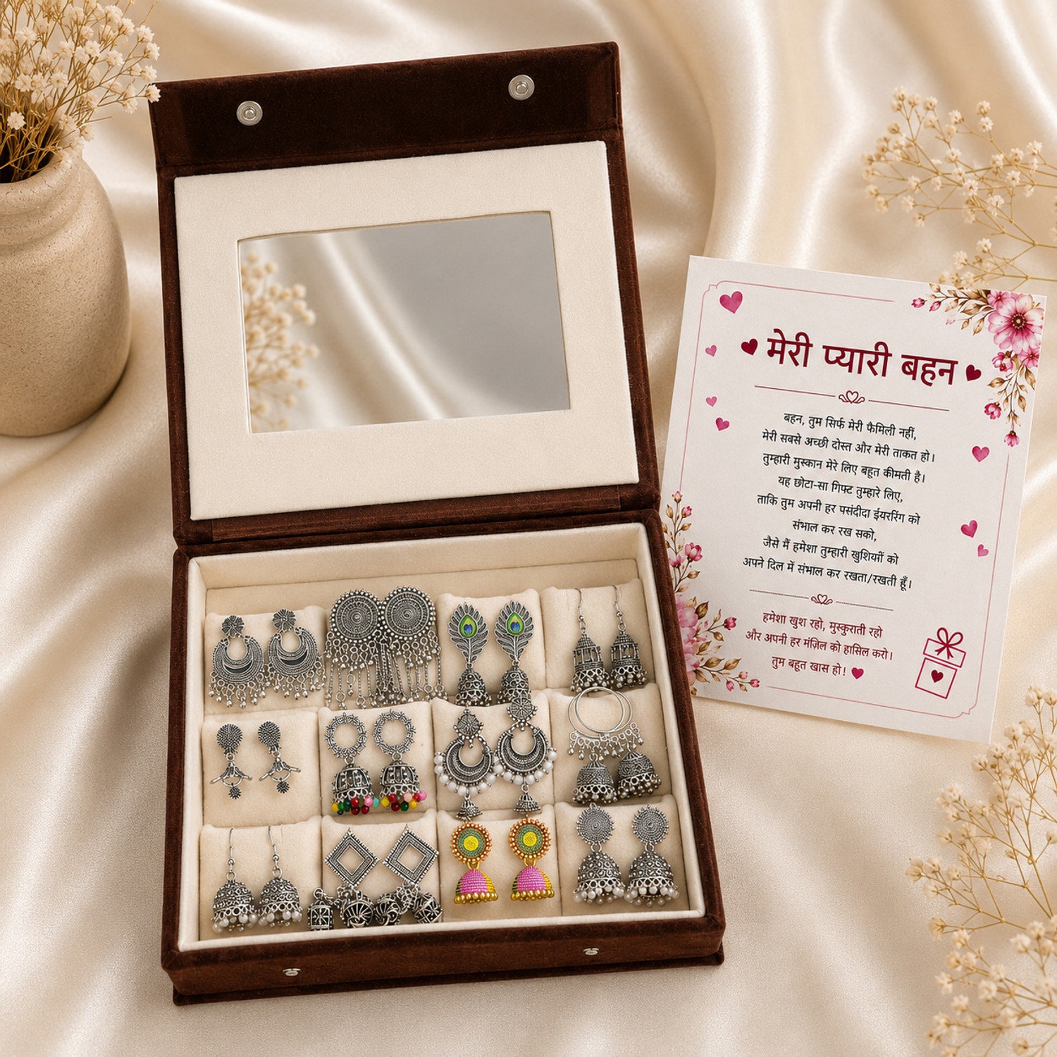 Marklet Premium Jhumka Set with Mirror Box - Image 5