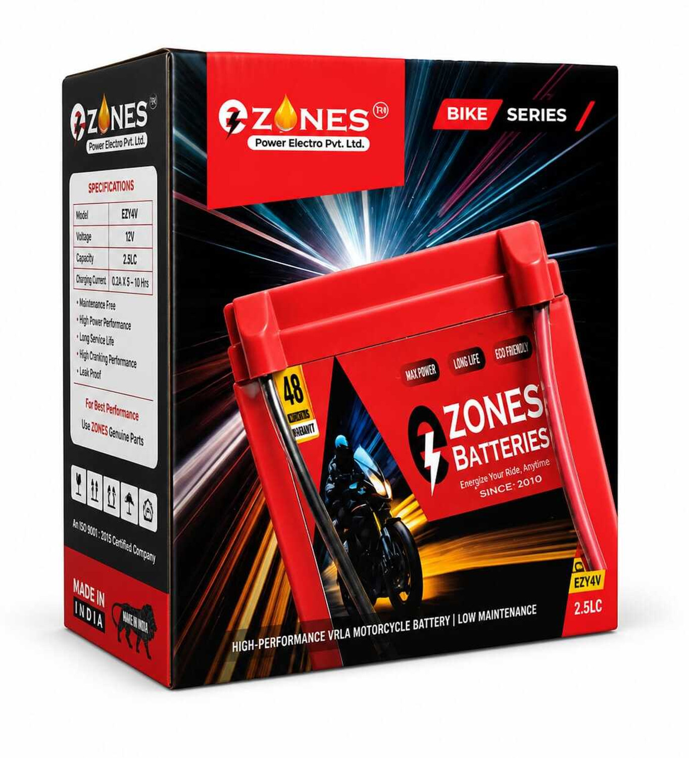 Image of amraon AP-BTZ4L 4 Ah Battery for Bike