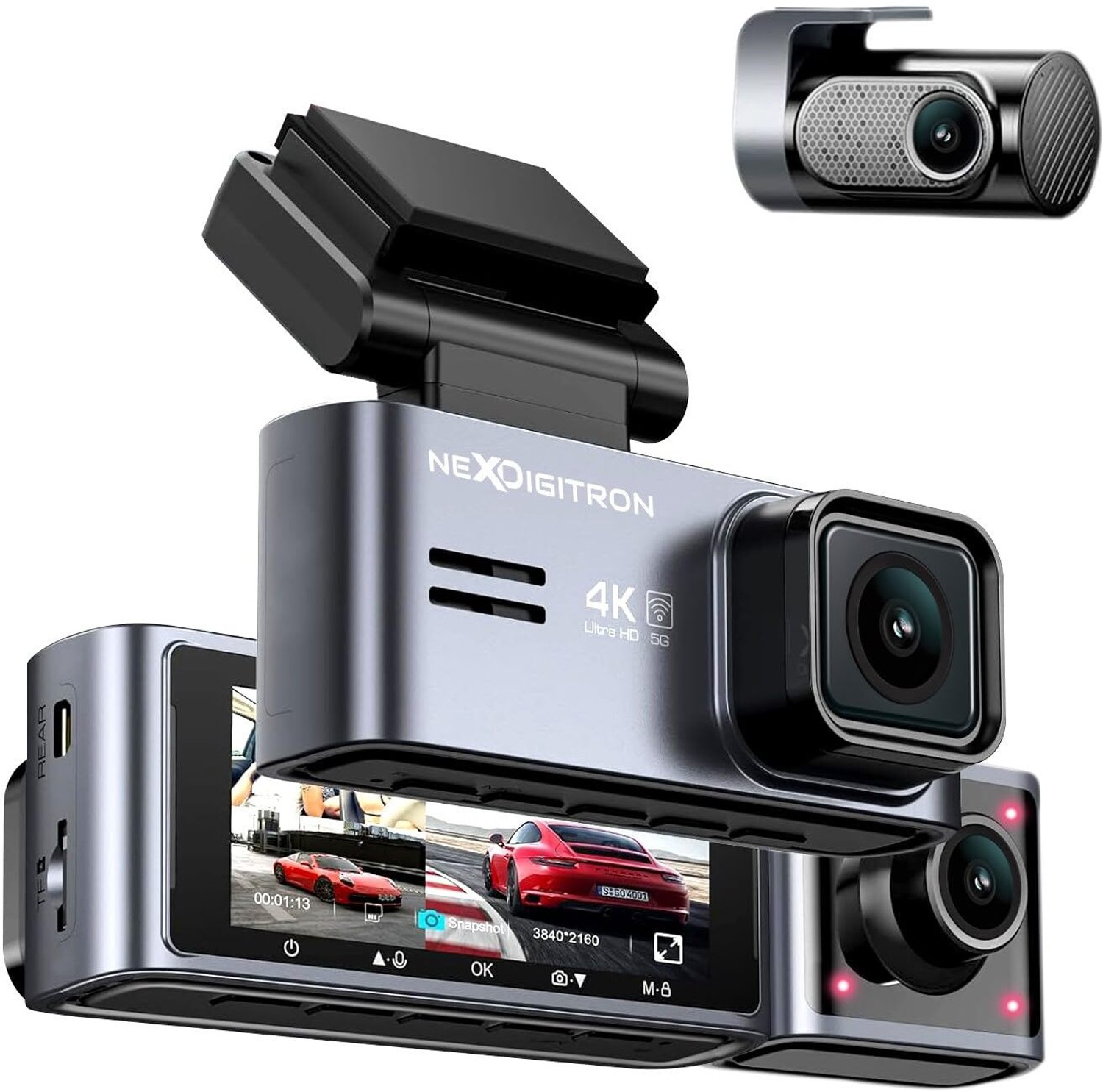 NEXDIGITRON Prime Plus 3CH DashCam, 2.5K+FHD+FHD+IR, GPS Logger, IMX415, 5G WiFi, Upto 256GB In-car Camera System (3 Camera, 1440p) - Image 1