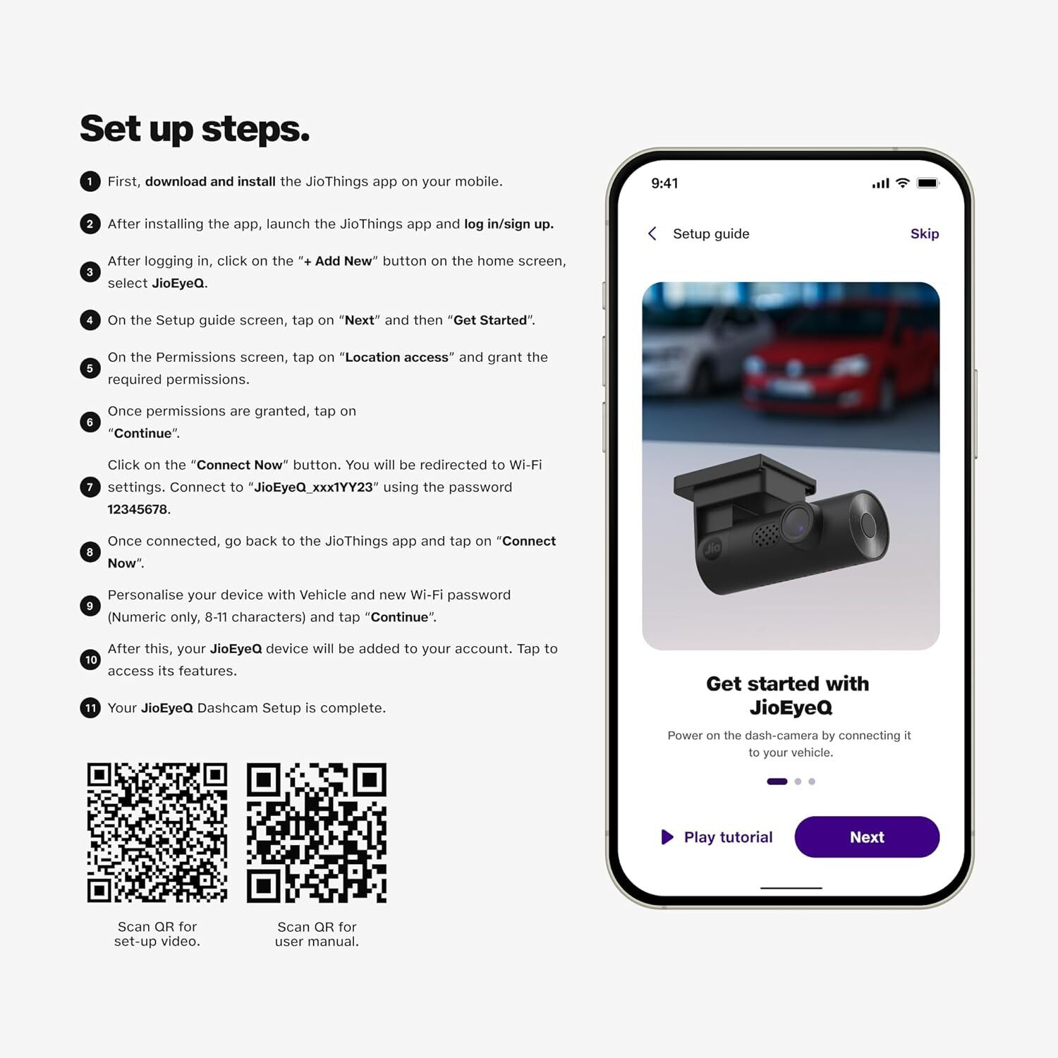 Image of JioEyeQ Dashcam (2026) with GPS|Full HD 2MP |140 Ultrawide |32GB SD|Wi-fi & Mic In-car Camera System (1 Camera, 1080p)