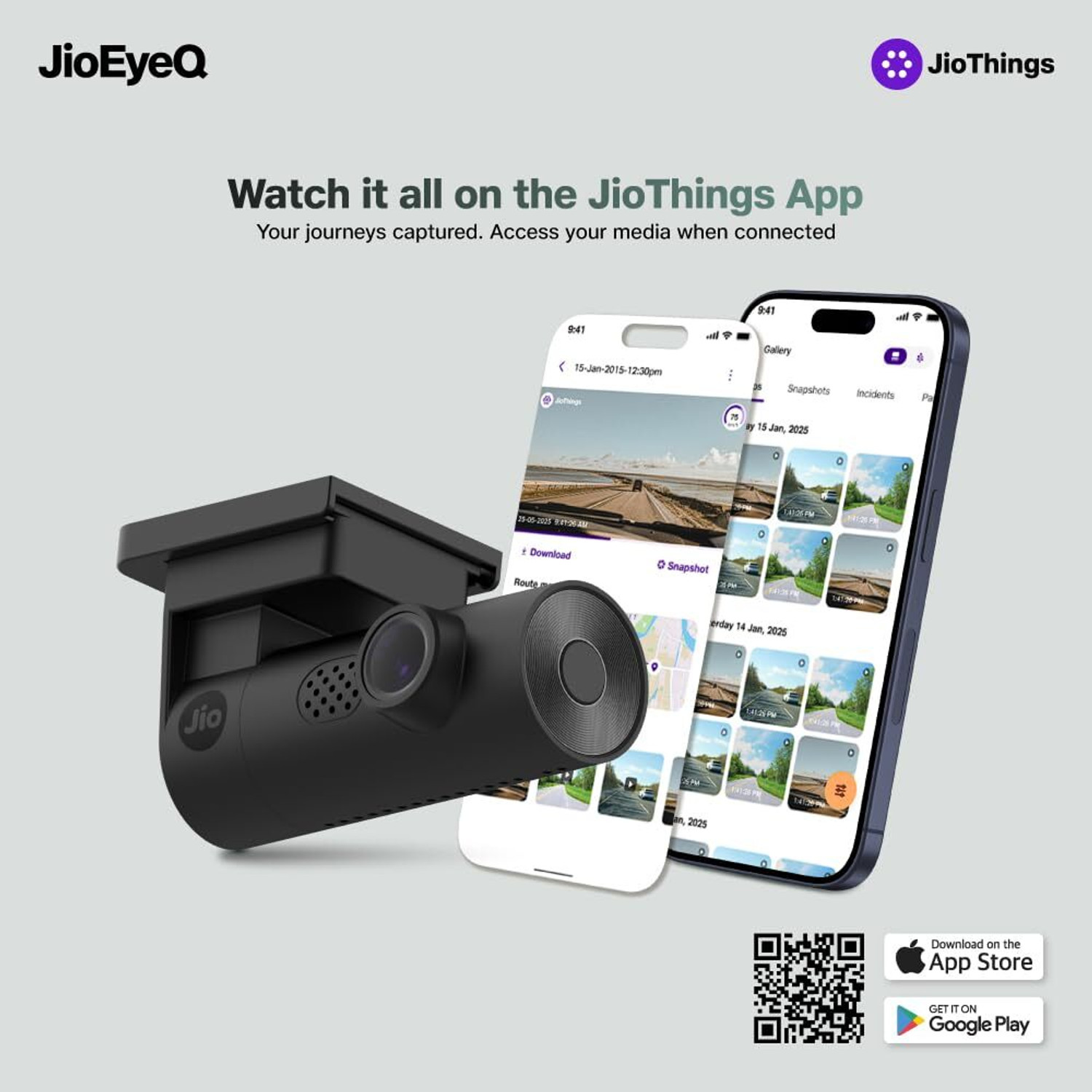 Image of JioEyeQ Dashcam (2026) with GPS|Full HD 2MP |140 Ultrawide |32GB SD|Wi-fi & Mic In-car Camera System (1 Camera, 1080p)