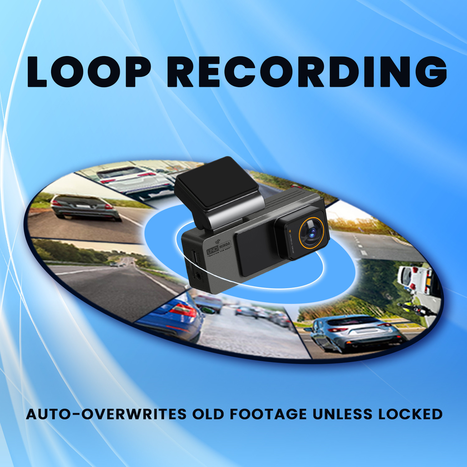 Image of UNO MINDA 2 Channel Car Dash Cam DVR | 4K Ultra HD Front + 1K Rear Recording In-car Camera System (2 Camera, 1080p)