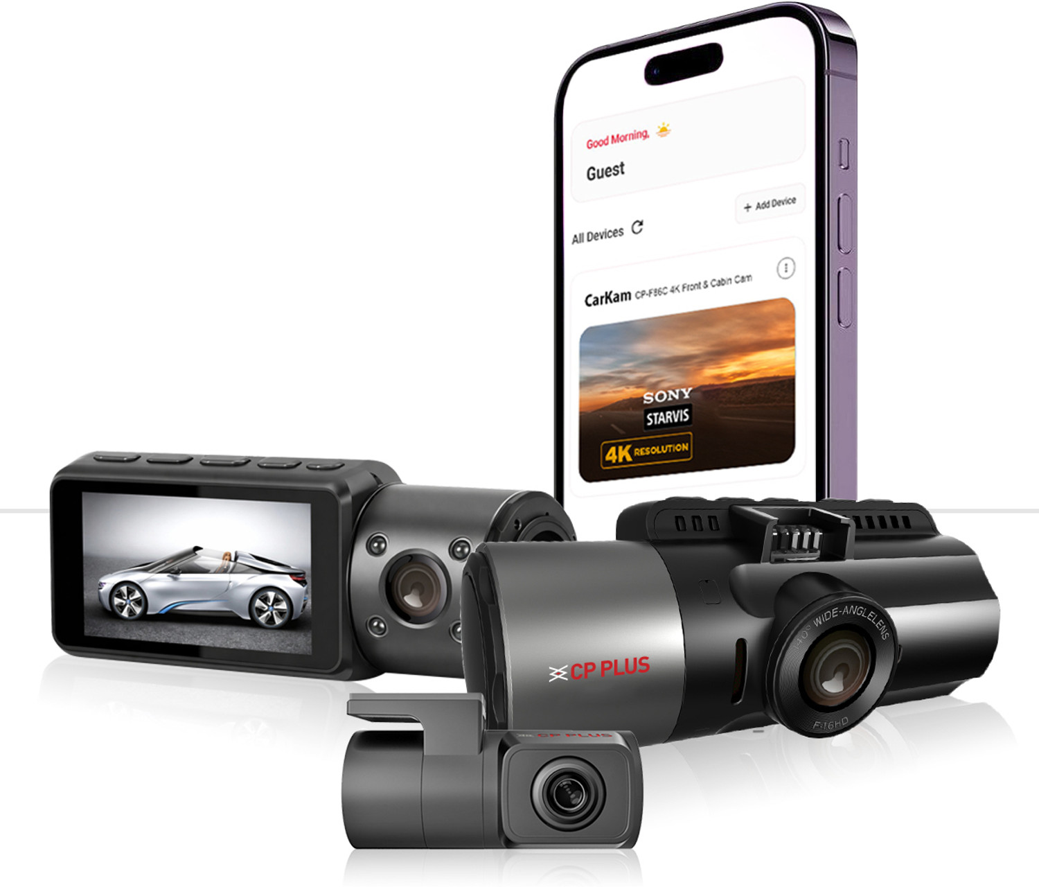 Image of Qubo Smart Dashcam Pro 4K + rear cam Dashboard Camera System (2 Camera, Front (8MP) + rear (2MP))