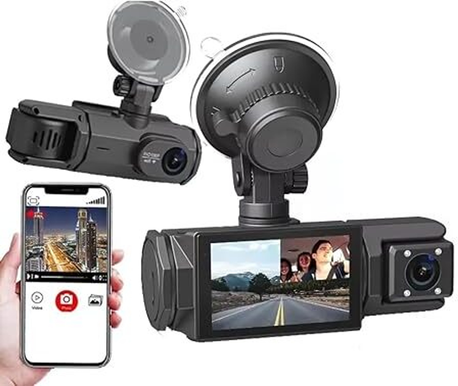 Image of UNO MINDA 2 Channel Car Dash Cam DVR | 4K Ultra HD Front + 1K Rear Recording In-car Camera System (2 Camera, 1080p)