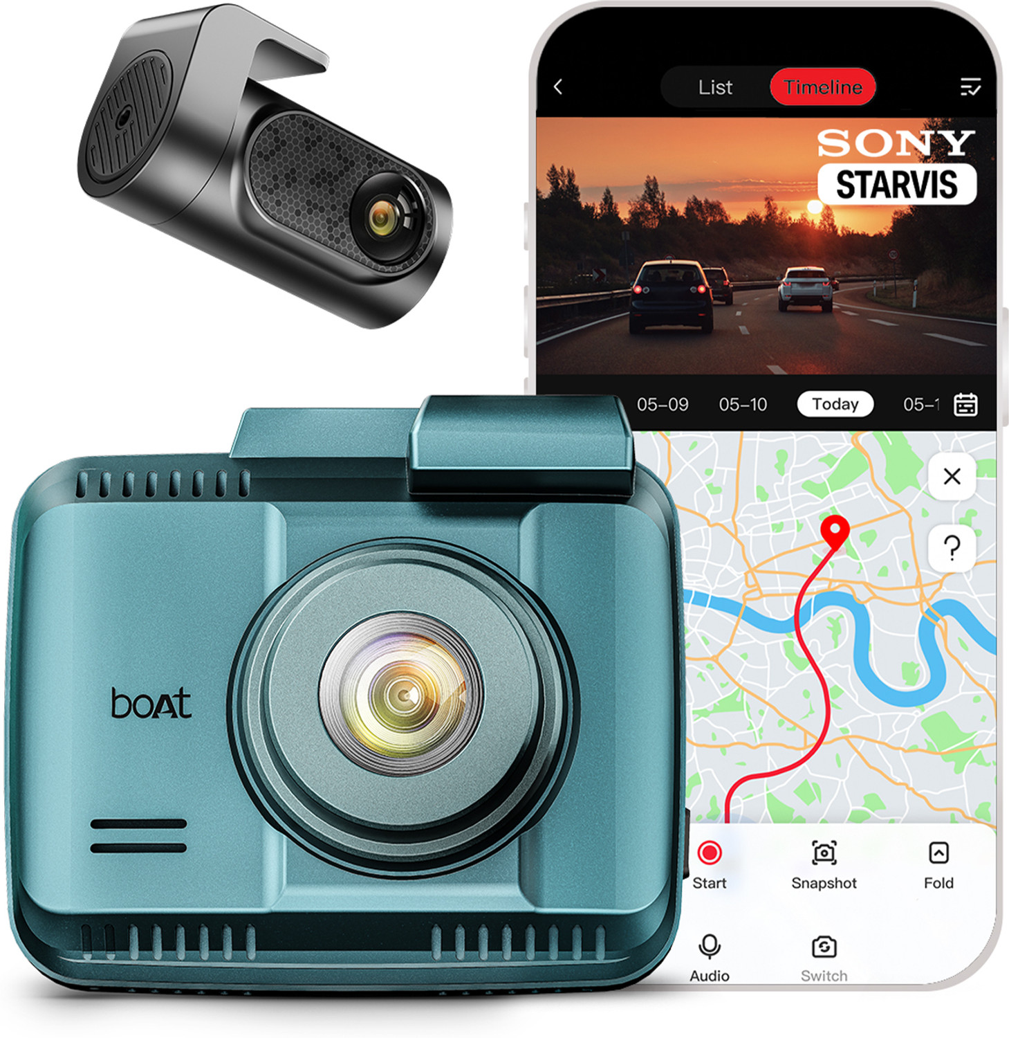 Image of FABTEC Car Dashcam with Front,in Cabin & Rear View Camera|Wifi|Night Vision|G-Sensor Dashboard, In-car, Reverse Assist Camera System (3 Camera, 1680 x 960)