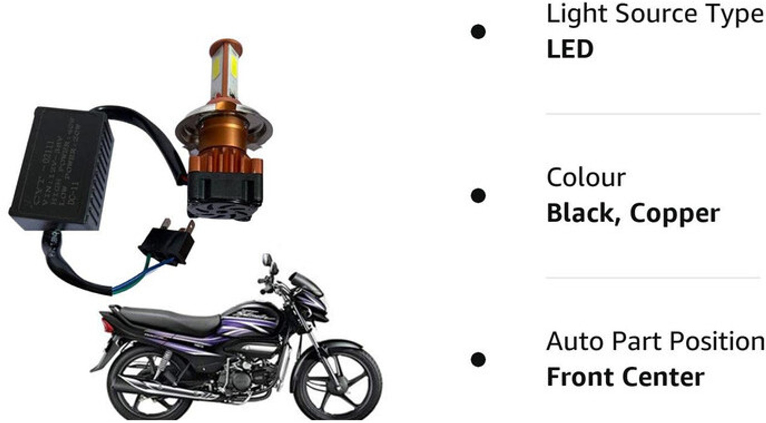 Image of CCE CYT Front DC Power Headlight Bulb Universal For All Bikes-76 Headlight Car, Motorbike LED (12 V, 48 W) (Universal For Bike, Universal For Car, Pack of 1)