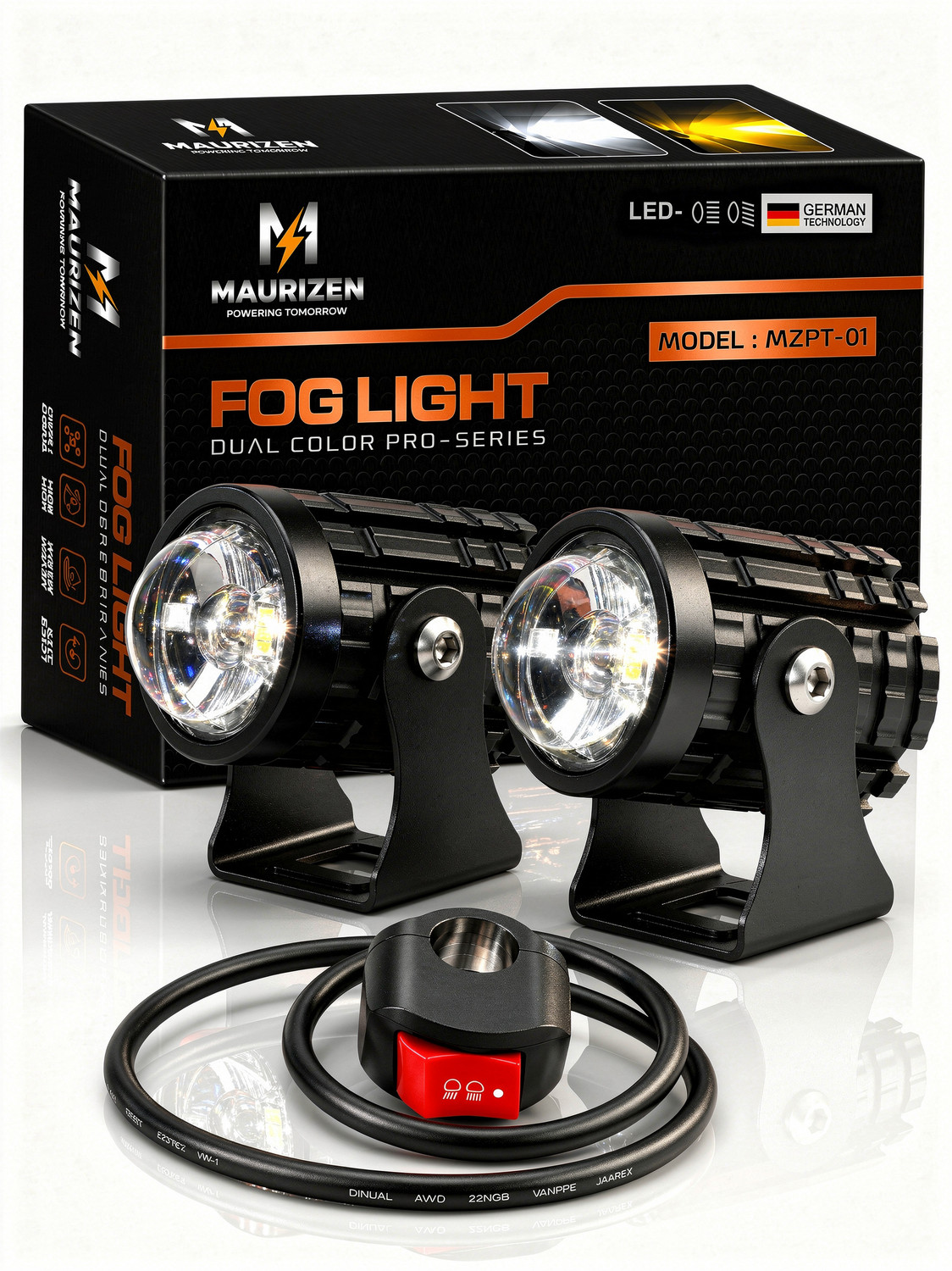 Image of automunk AM G16 Light with red devils eye Fog Lamp Car, Motorbike LED (12 V, 48 W) (Universal For Bike, Pack of 2)