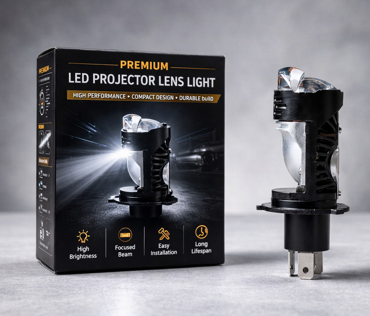 Image of BIKEBLOOM H4 led bulb projector lens for all motorbikes high /low beam(1pc) Headlight Motorbike LED (12 V, 50 W) (Universal For Bike, Pack of 1)