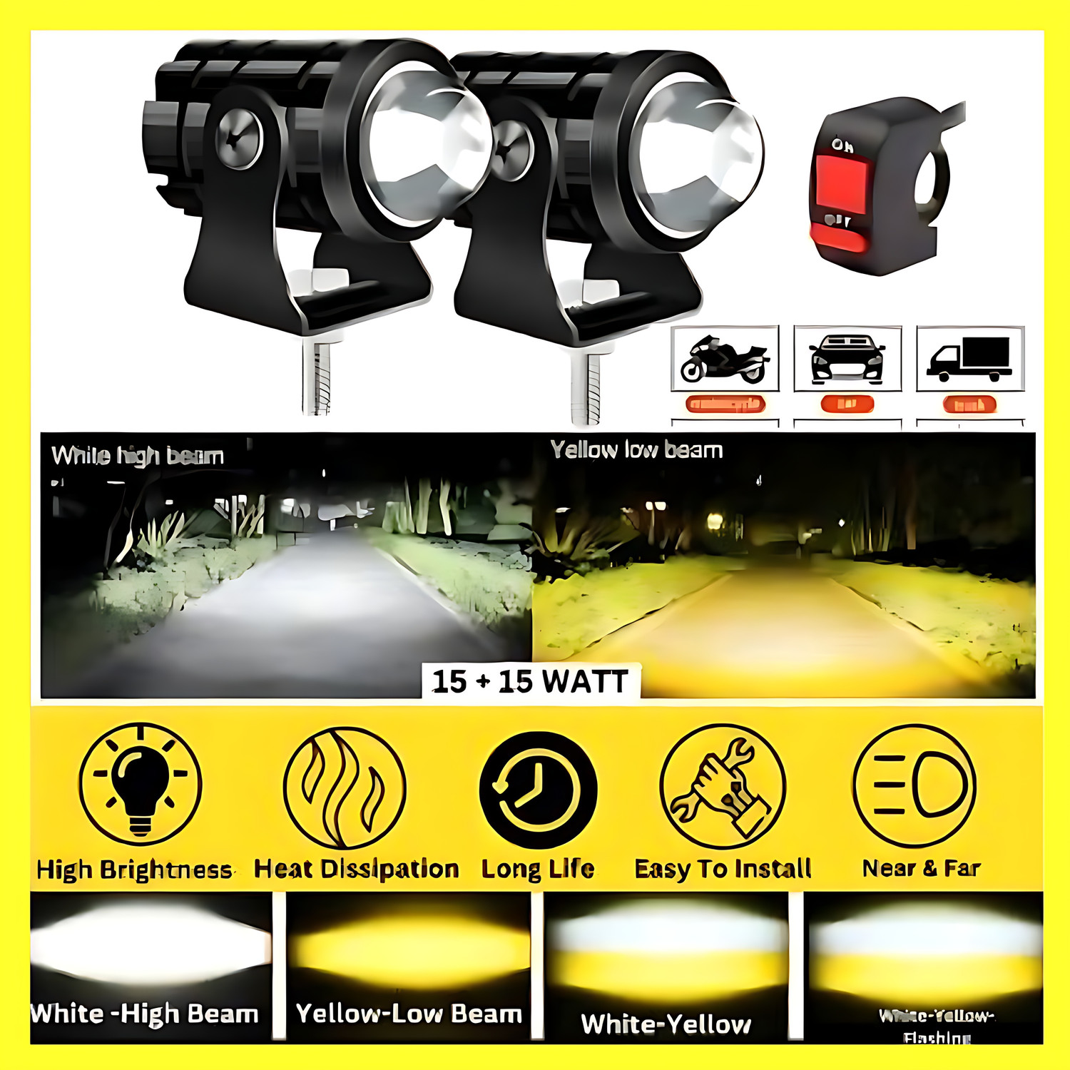 Autozap Bike LED Headlight Fog Light - Image 1