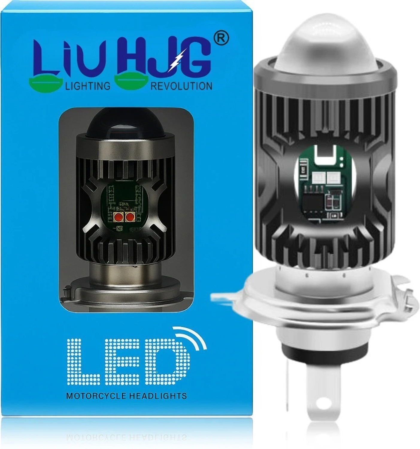 Image of BIKEBLOOM H4 led bulb projector lens for all motorbikes high /low beam(1pc) Headlight Motorbike LED (12 V, 50 W) (Universal For Bike, Pack of 1)