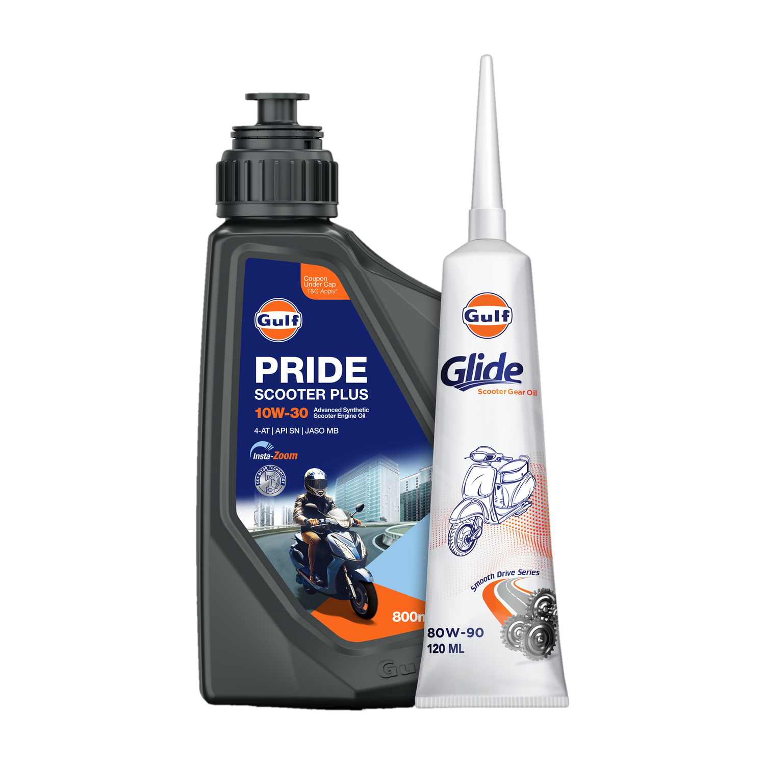 Gulf Pride Scooter Engine Oil 800ml + Glide Gear Oil 120ml - Image 1