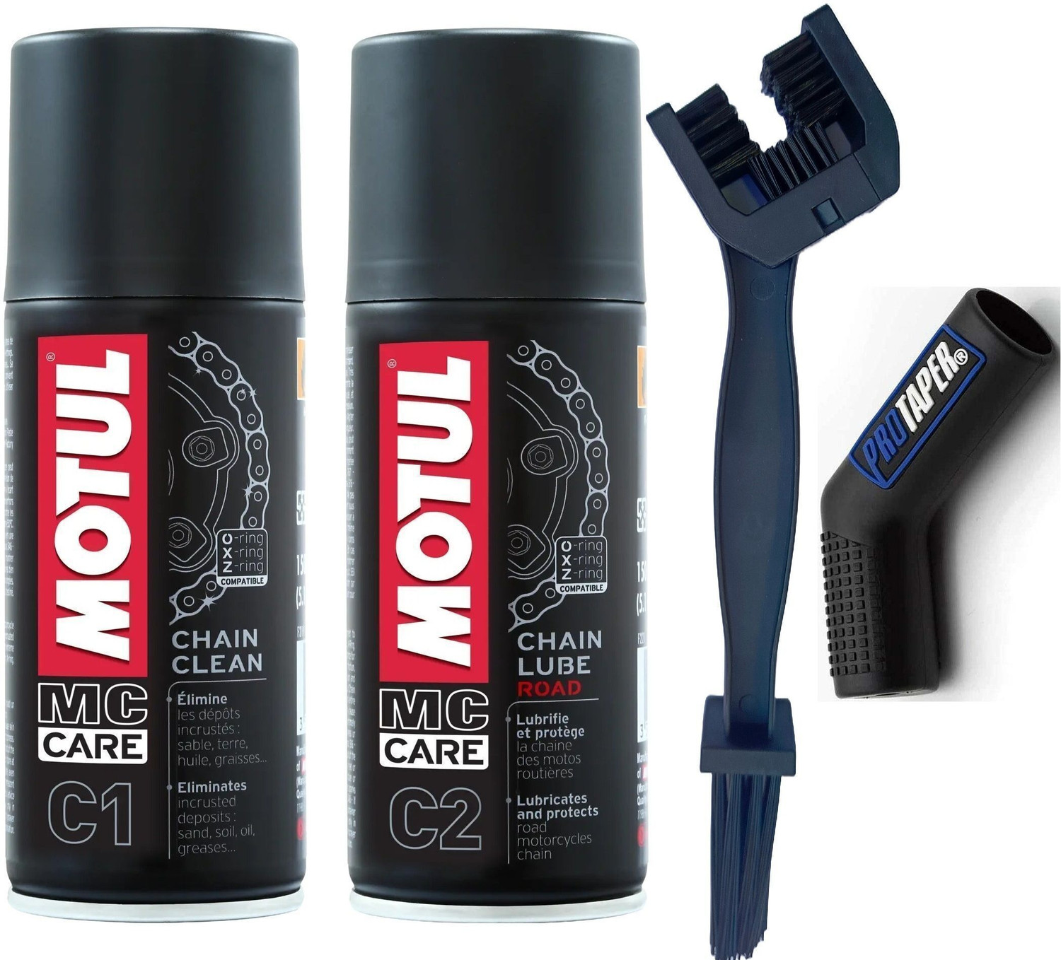 Image of MOTUL MC CARE C1 ( 150 ML) & C2( 150 ML) and Harwat Chain Oil (300 ml, Pack of 4)