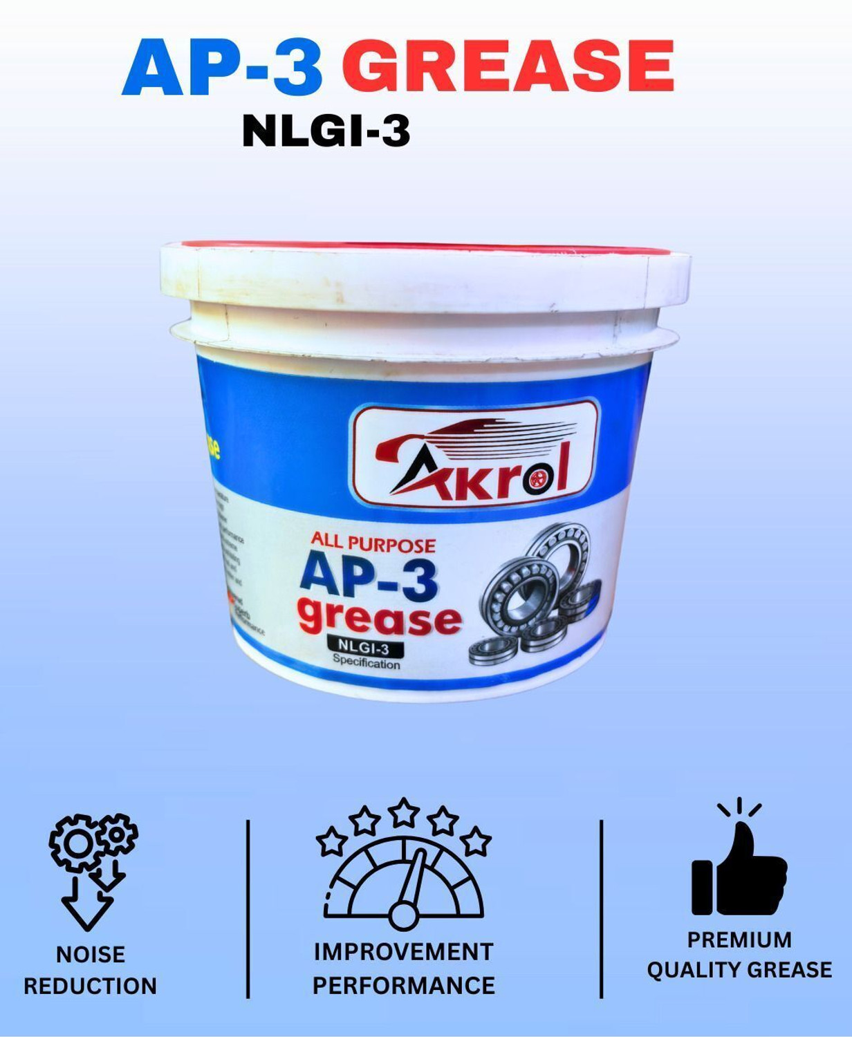 Image of Premium Quality AP-3 All Purpose Grease Akrol Premium Quality All Purpose Long Run AP-3 Grease NLGI-3 500 g Grease (500 g, Pack of 1)
