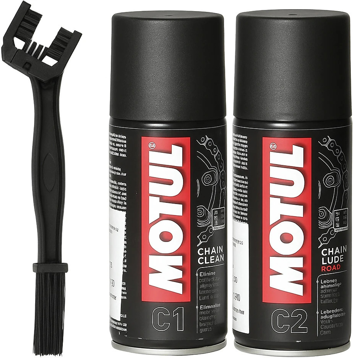 Image of MOTUL MC CARE C1 ( 150 ML) & C2( 150 ML) and Harwat Chain Oil (300 ml, Pack of 4)