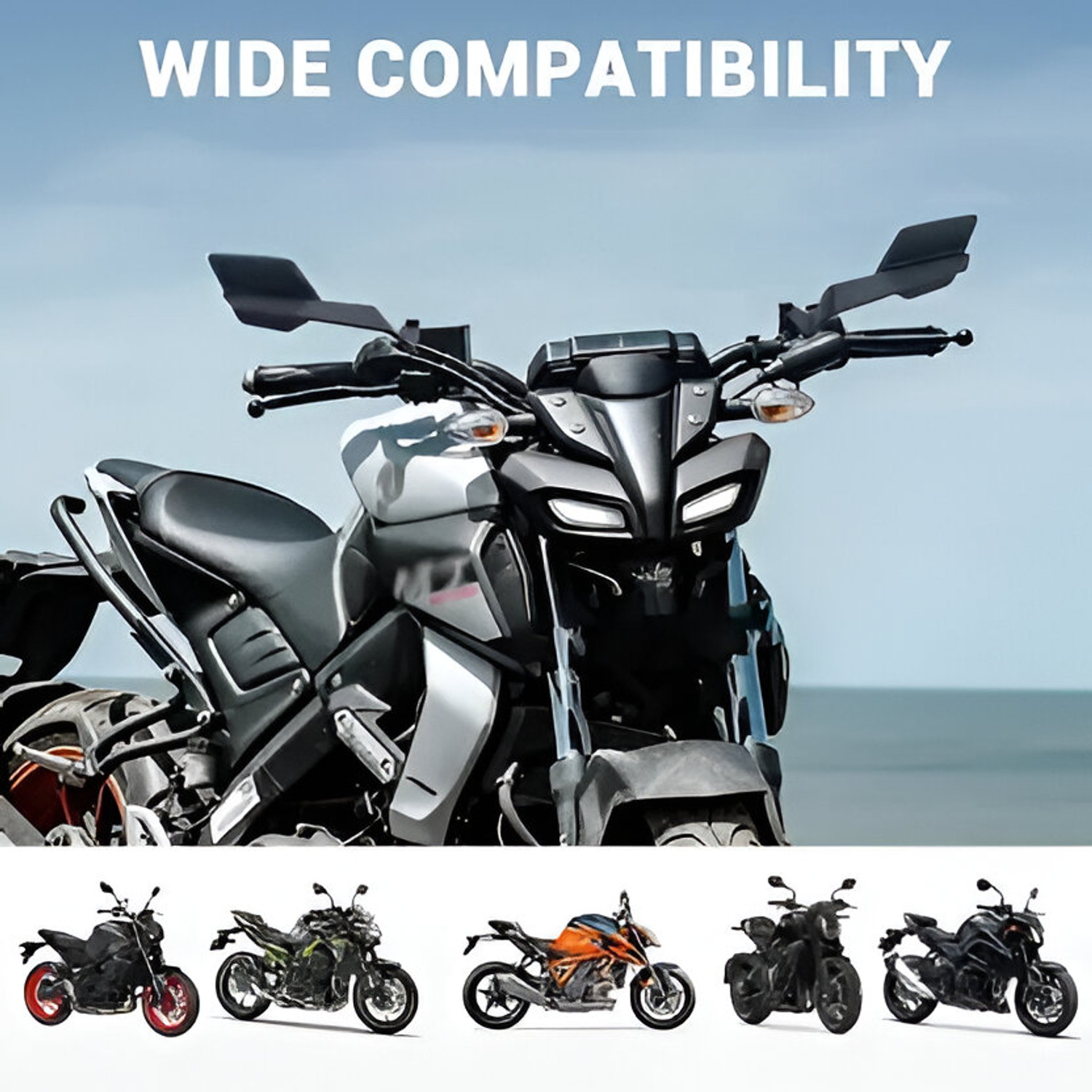 Image of AutoHulk Manual Rear View Mirror For KTM, Hero, Honda, BMW, Royal Enfield, Suzuki, TVS Appache RTR 160, Splendor Pro, Pulsar 150, Duke 200, MT-15, R15, FZ-X, Universal For Bike (Left, Right)