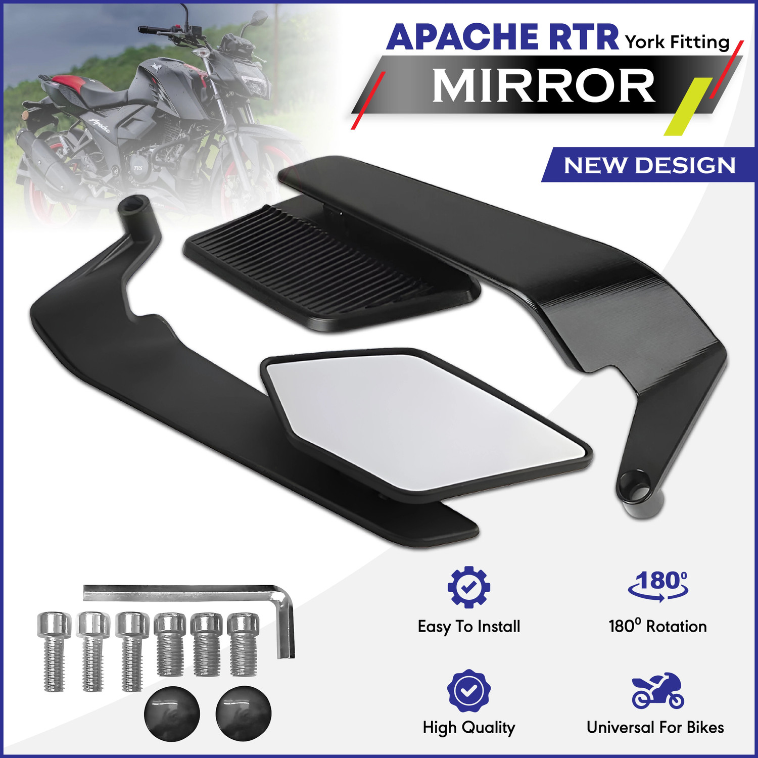 OBEROI'S Manual Rear View Mirror for TVS Apache RTR 160/180 - Image 6