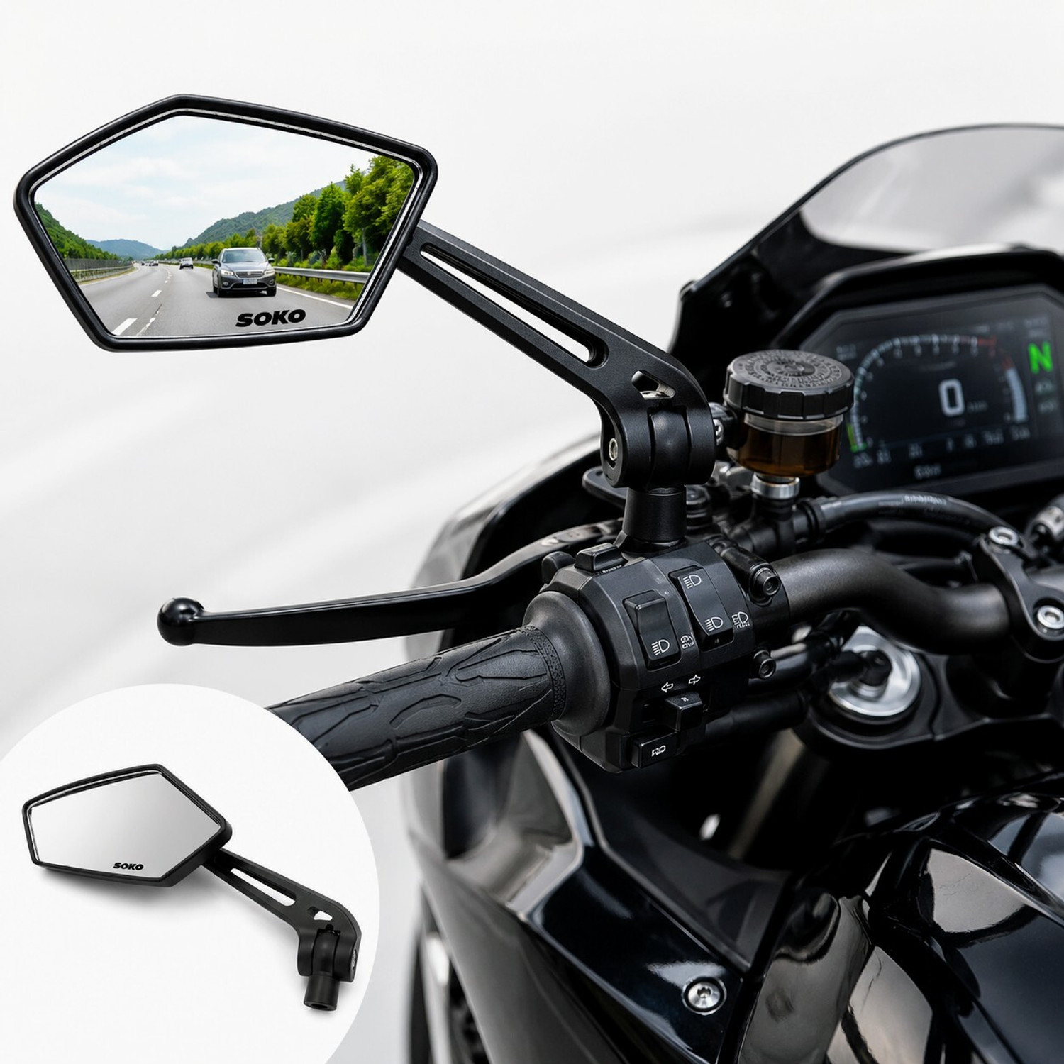Image of TA Manual Blind Spot Mirror, Driver Side, Dual Mirror, Rear View Mirror For Universal For Bike, TVS, Honda, Hero, Bajaj Universal For Bike (Left, Right)