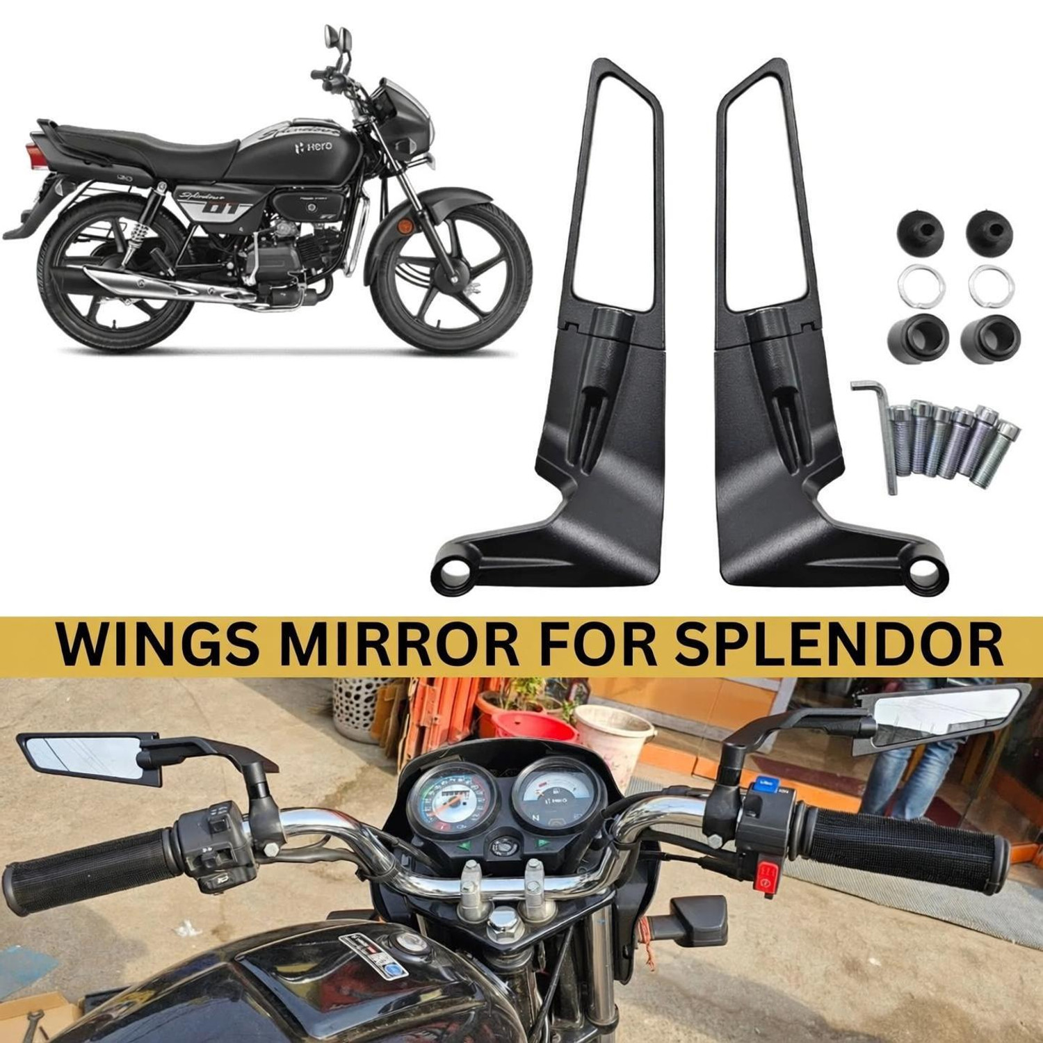 SRPHERE Manual Rear View Mirror for Yamaha, KTM, Honda, TVS, - Image 6