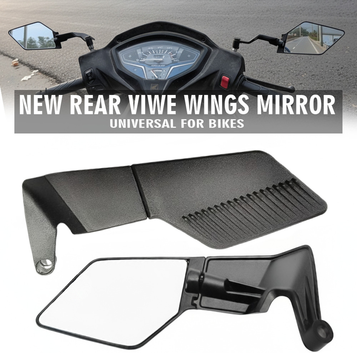 Image of TA Manual Blind Spot Mirror, Driver Side, Dual Mirror, Rear View Mirror For Universal For Bike, TVS, Honda, Hero, Bajaj Universal For Bike (Left, Right)