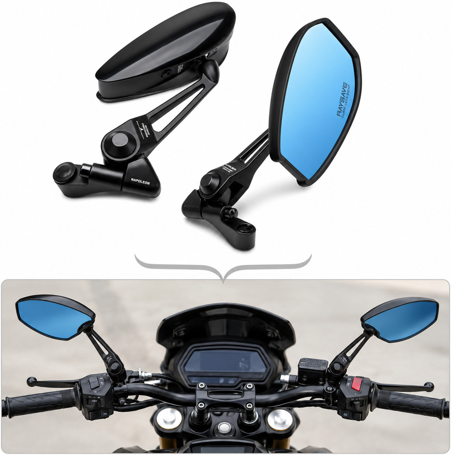 Image of TA Manual Blind Spot Mirror, Driver Side, Dual Mirror, Rear View Mirror For Universal For Bike, TVS, Honda, Hero, Bajaj Universal For Bike (Left, Right)