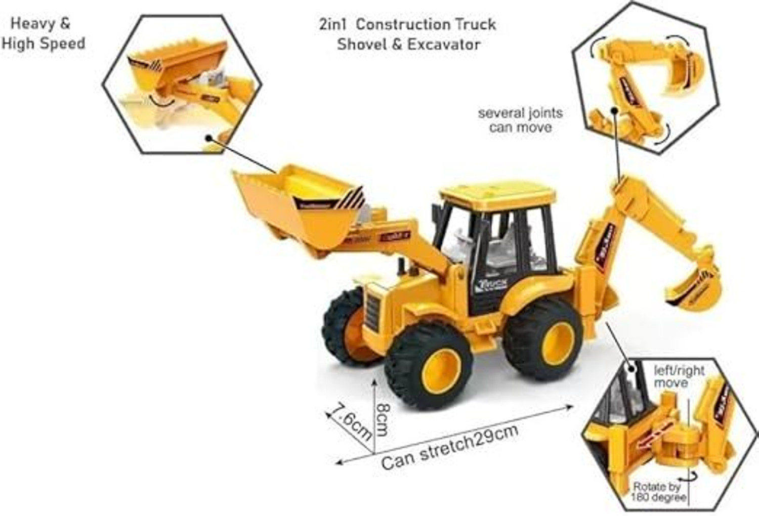Image of hda group JCB Constructio Friction Toy (Yellow, Pack of: 1)