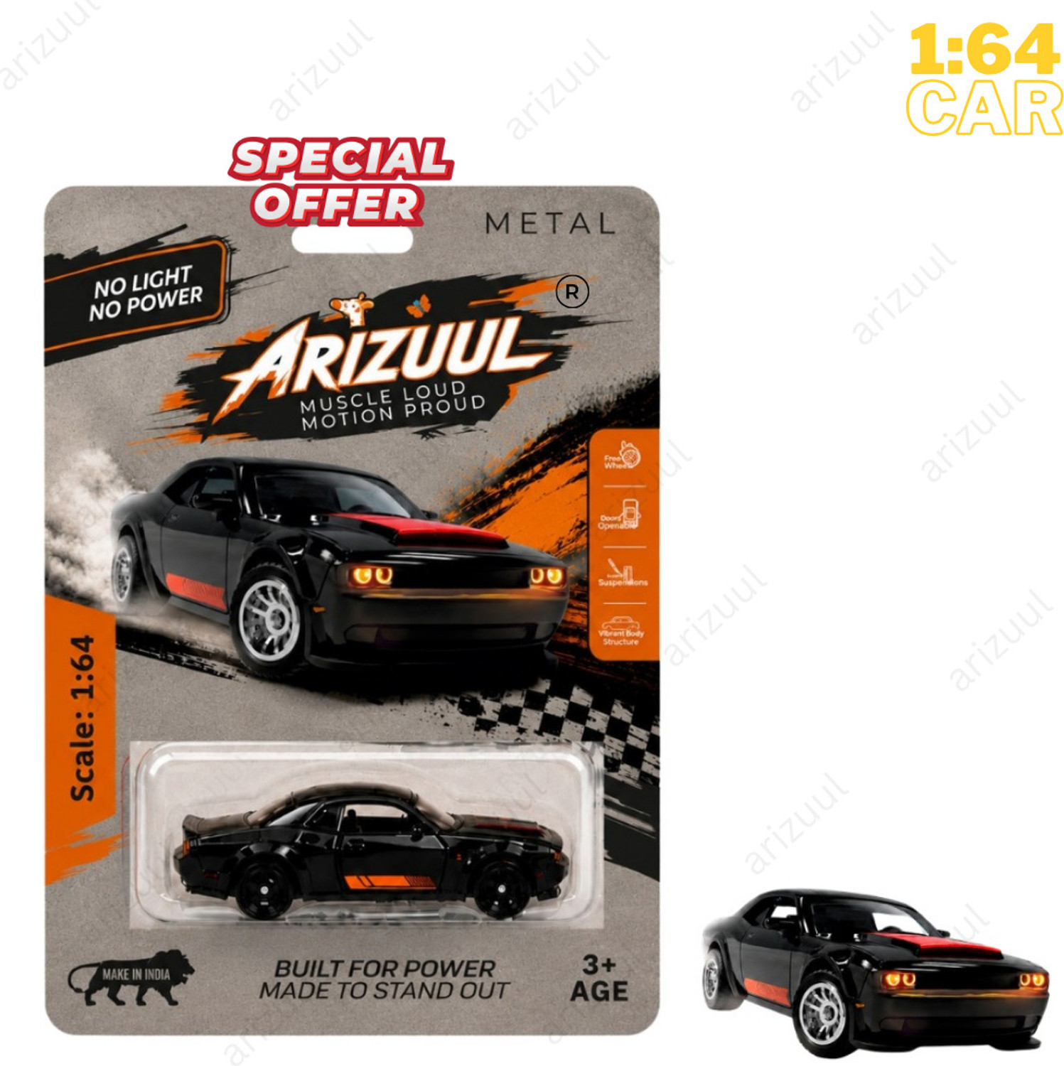 Image of Dillimart Audi R8 Diecast Metal Car - 1:36 Scale Toy, Openable Door & Hood, Pullback (Multicolor, Pack of: 1)