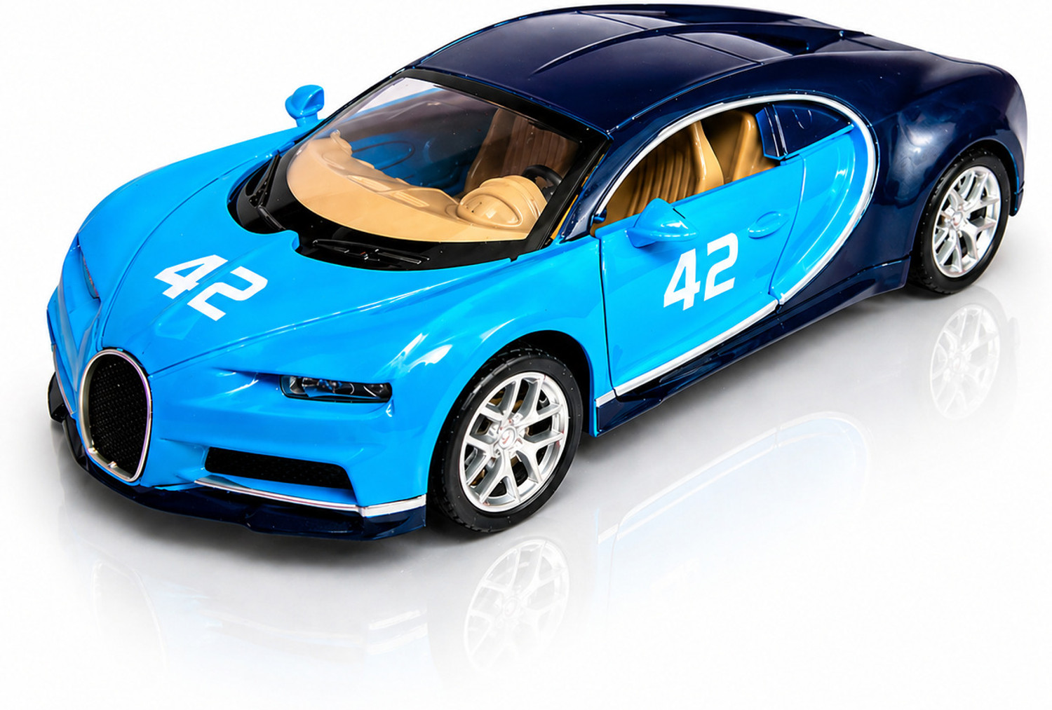 Image of CountryLink M4 1:32 Diecast Alloy Car Toy Pull Back Action with Sound Light Open Doors (Blue)