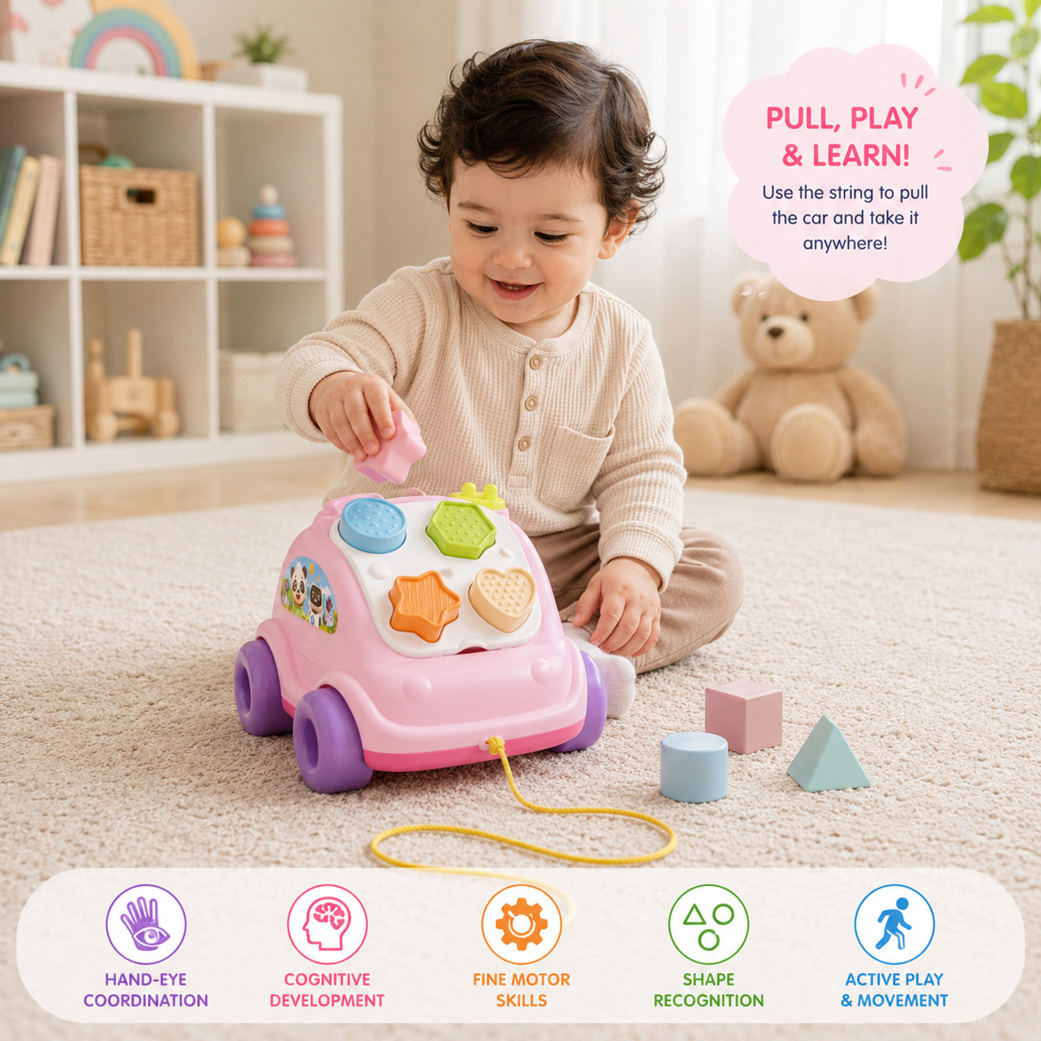 Image of ZIVYTOYS FOLLOW ME CAR TOY FOR KIDS (Pink, Pack of: 1)