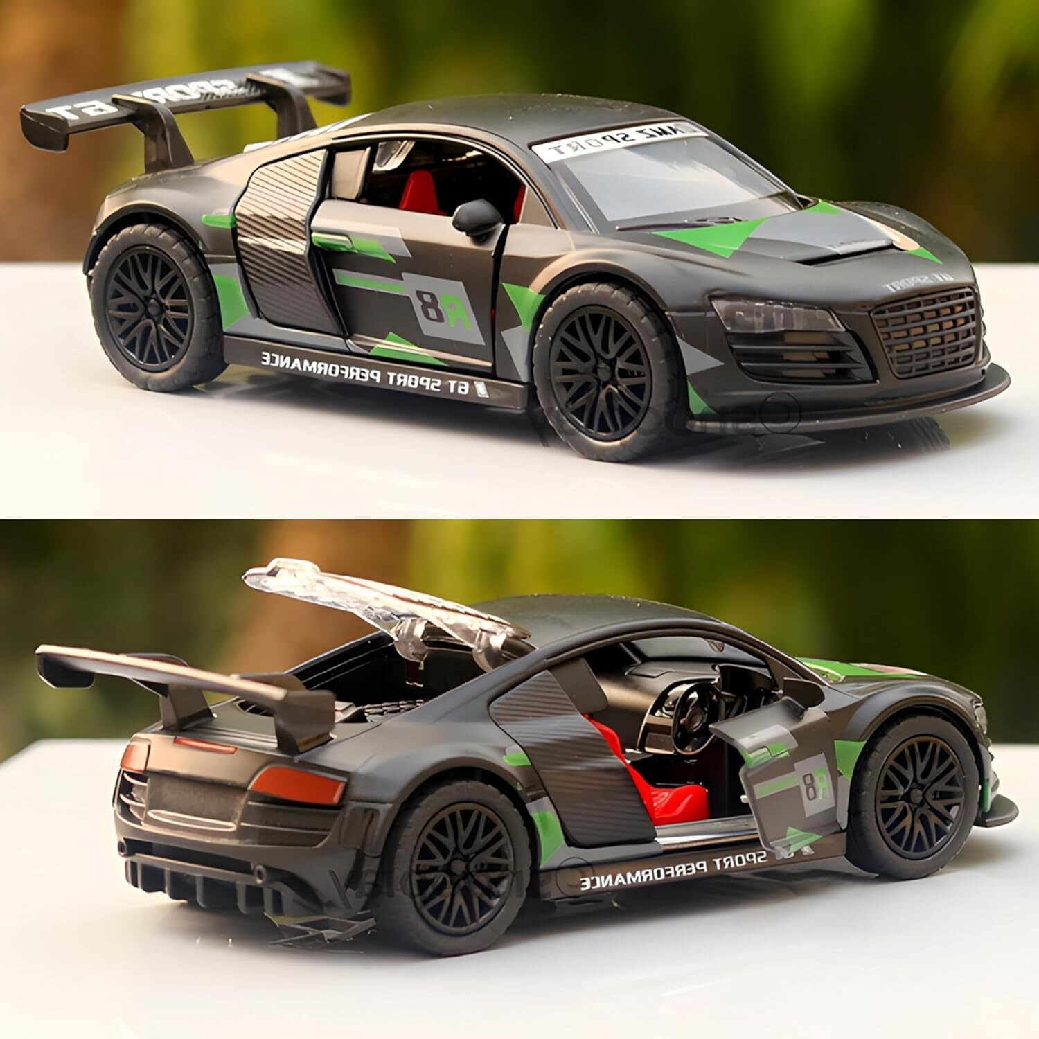 Image of Dillimart Audi R8 Diecast Metal Car - 1:36 Scale Toy, Openable Door & Hood, Pullback (Multicolor, Pack of: 1)