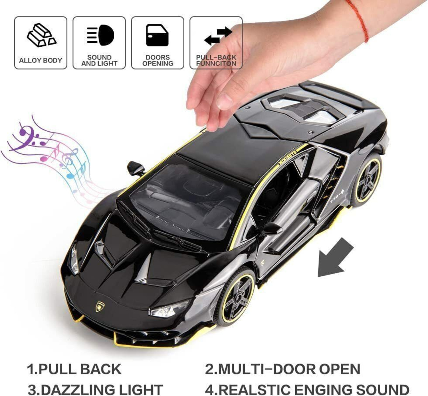 Image of AK10ZONE Lamborghini LP770 Alloy Die-cast Collectible Pull Back Model Car 1:32 (Multicolor, Pack of: 1)