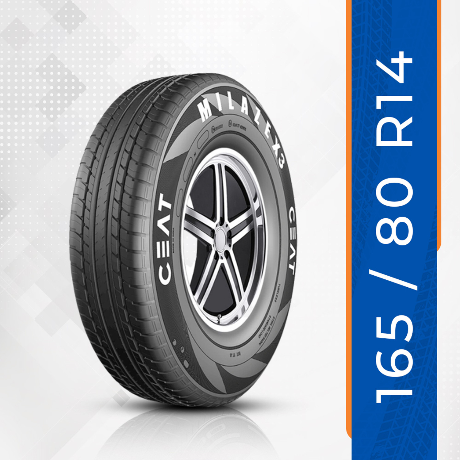 Image of CEAT 165 /80R14 MILAZE X3 TL 85S N 4 Wheeler Tyre (165 /80R14, Tube Less)