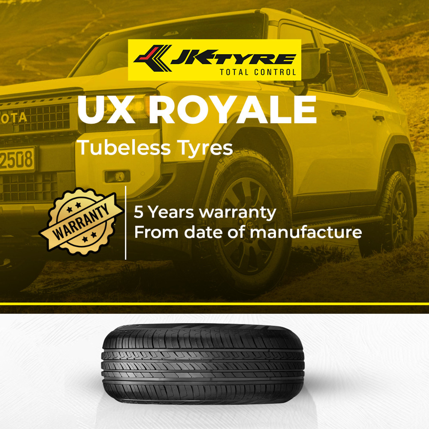 Image of JK Tyres 215 /55 R18 UX ROYALE TUBELESS CAR TYRE 4 Wheeler Tyre (215 /55 R18, Tube Less)
