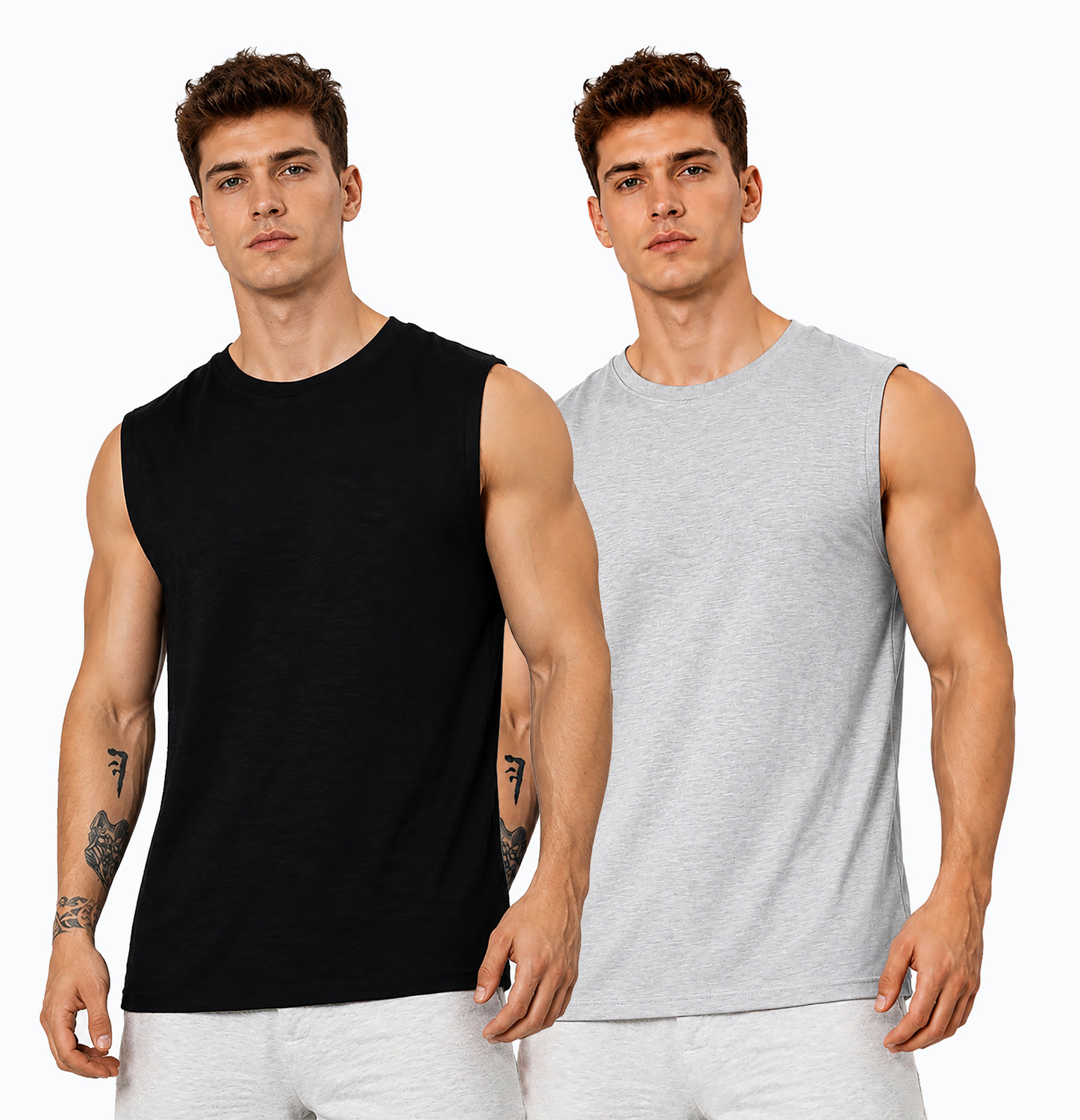 Image of Moddrem Pack of 2 Solid Print Combo Polyster Sando For Men Men Vest Men Vest