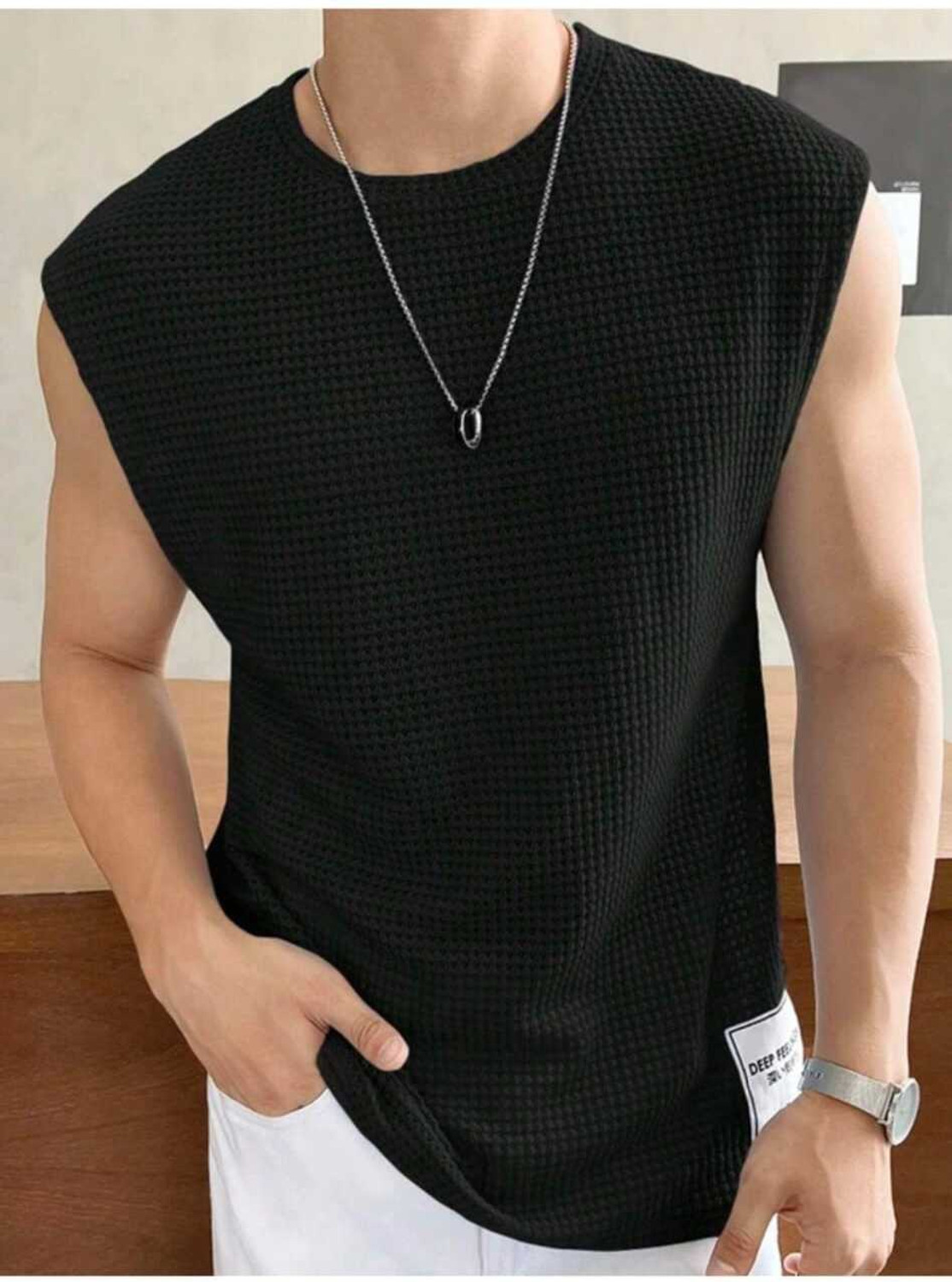 Image of t-hustler Men's Cotton Gym Vest | Printed Sleeveless Tank Top | Regular Fit Men Vest